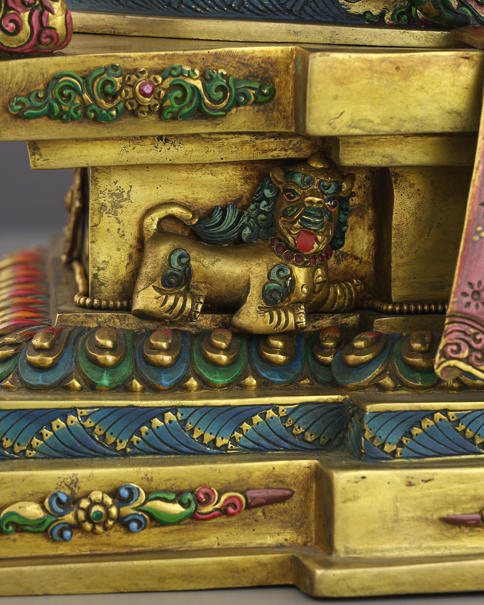 Golden Dzambhala on Singhasan | The Deity Who Turns Devotion Into Abundance - Authentic Handcrafted Statue