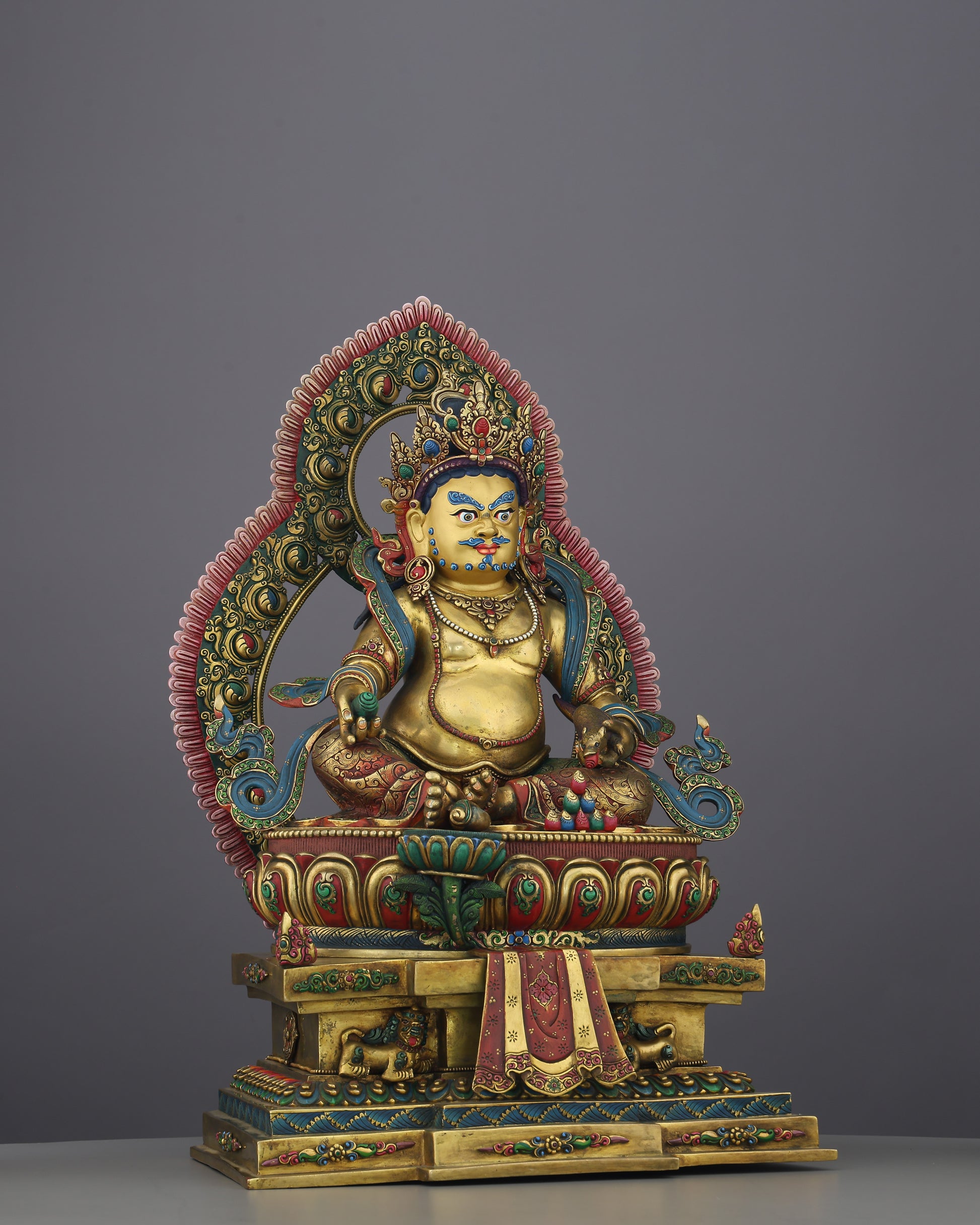 Golden Dzambhala on Singhasan | The Deity Who Turns Devotion Into Abundance - Authentic Handcrafted Statue