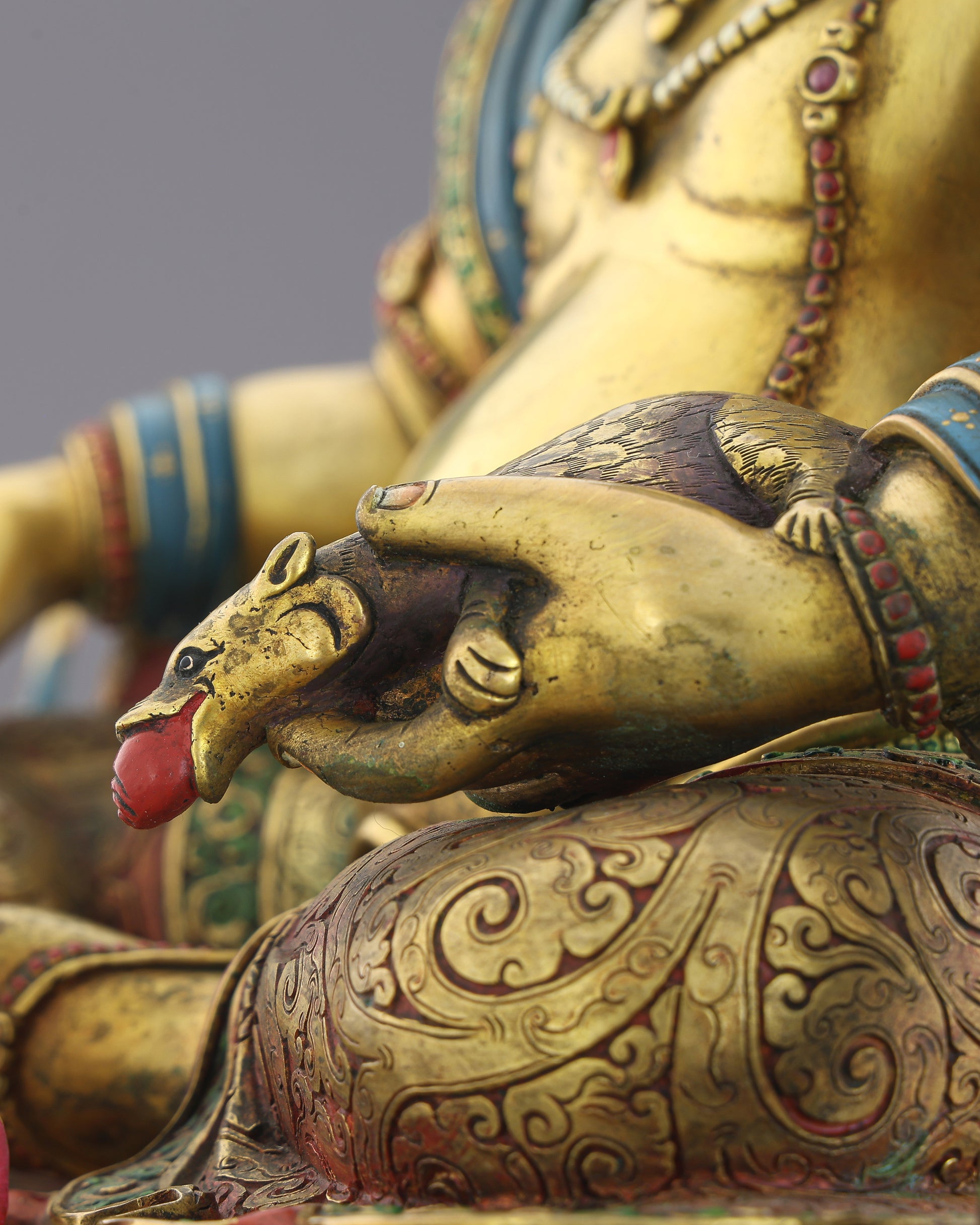 Golden Dzambhala on Singhasan | The Deity Who Turns Devotion Into Abundance - Authentic Handcrafted Statue