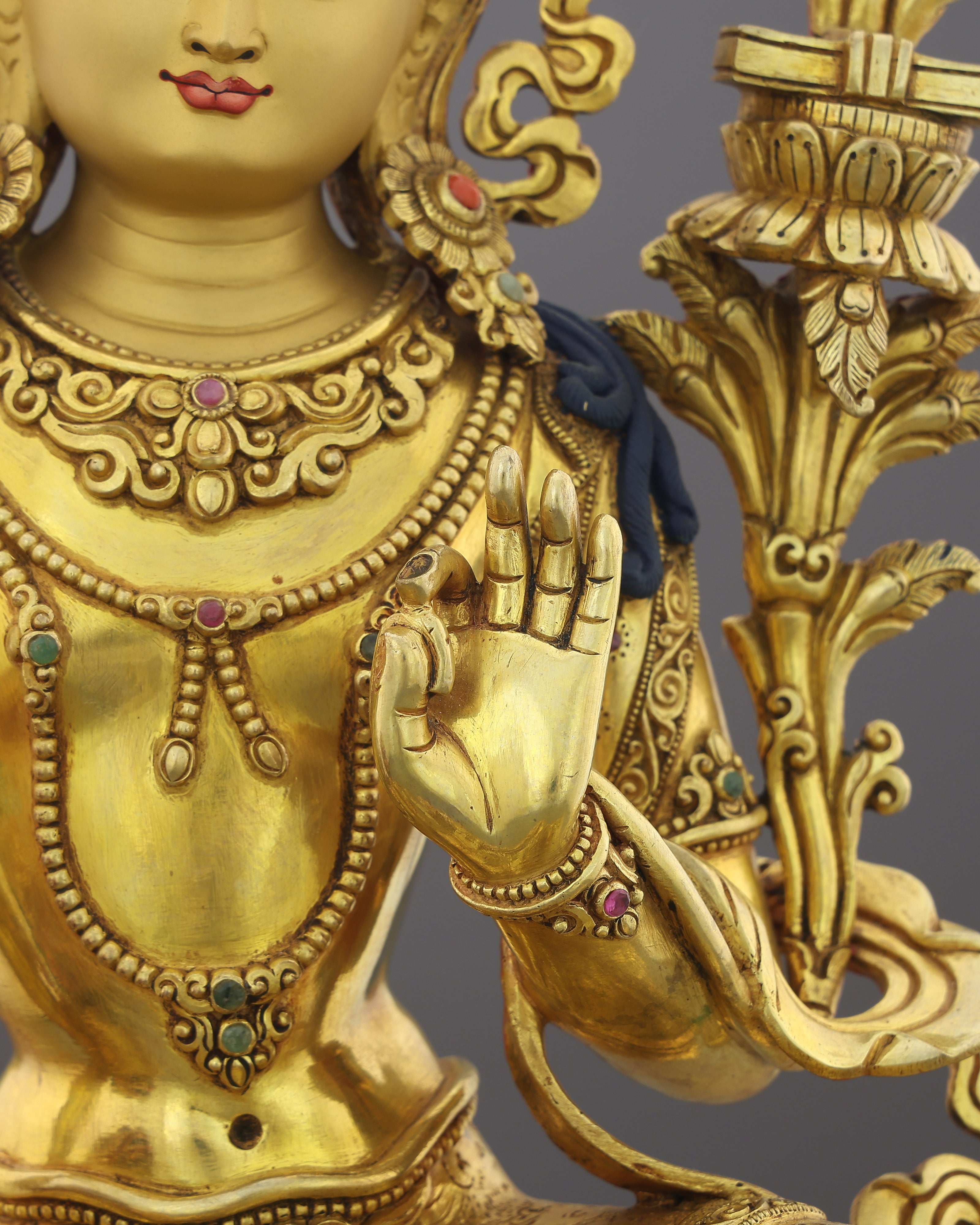 Simhanada Manjushri | The Lion-Roaring Bodhisattva of Wisdom Enthroned in Gold