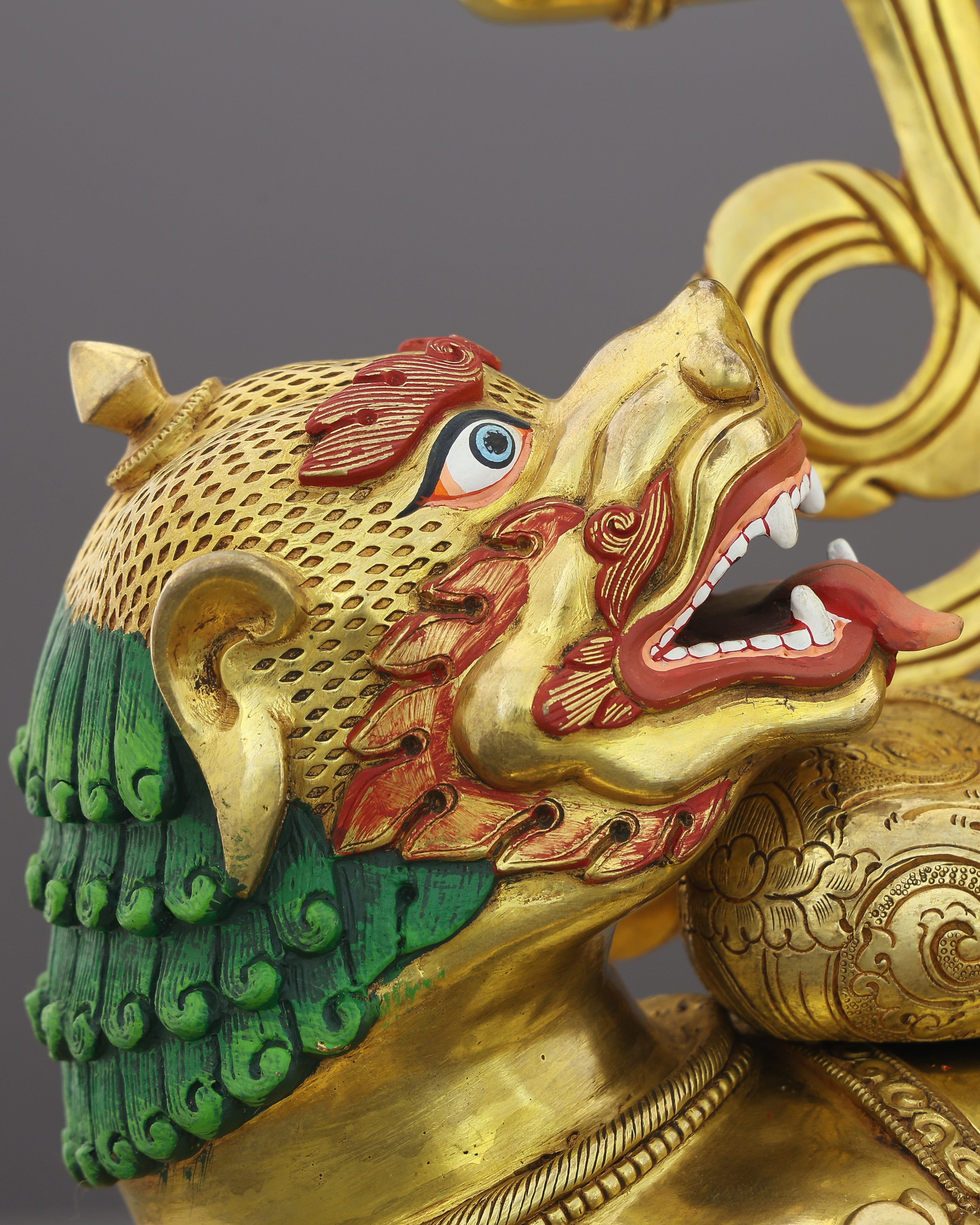 Simhanada Manjushri | The Lion-Roaring Bodhisattva of Wisdom Enthroned in Gold