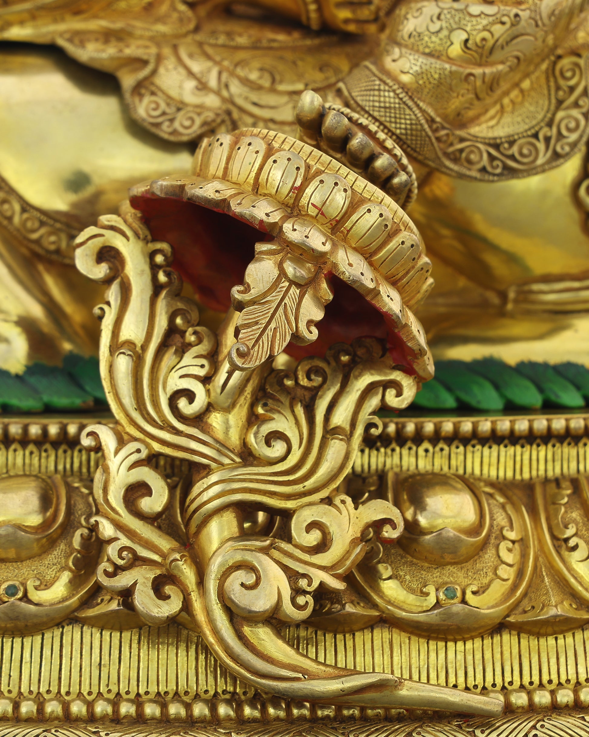 Simhanada Manjushri | The Lion-Roaring Bodhisattva of Wisdom Enthroned in Gold - Authentic Handcrafted Statue