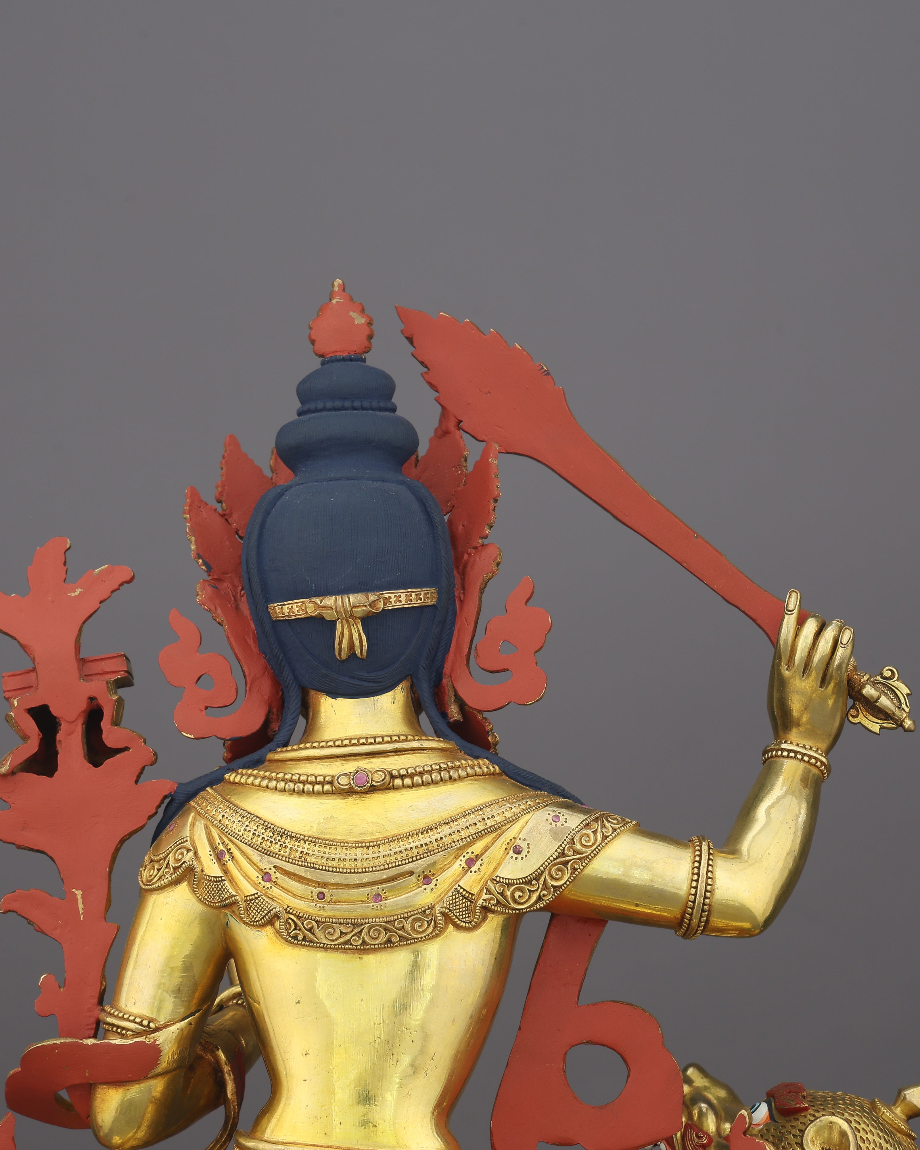Simhanada Manjushri | The Lion-Roaring Bodhisattva of Wisdom Enthroned in Gold