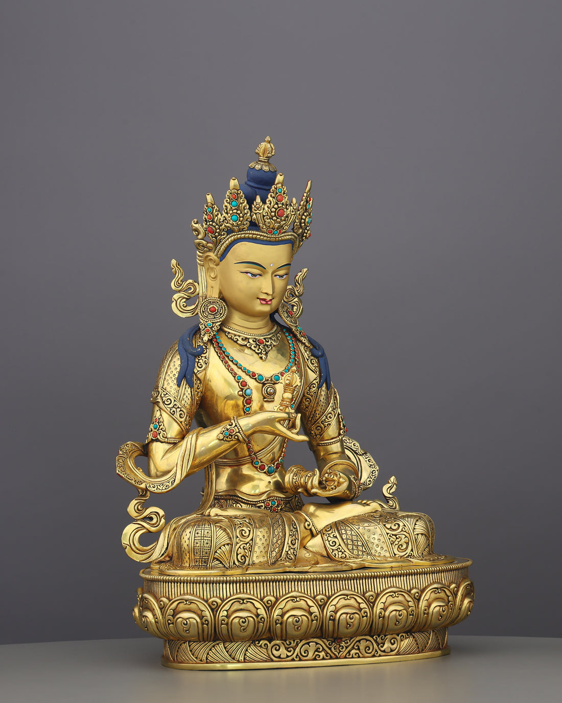 Vajrasattva Statue | The Golden Purifier of Karma, Handcrafted in Nepal - Handcrafted Buddhist Statue - Authentic Sacred Art