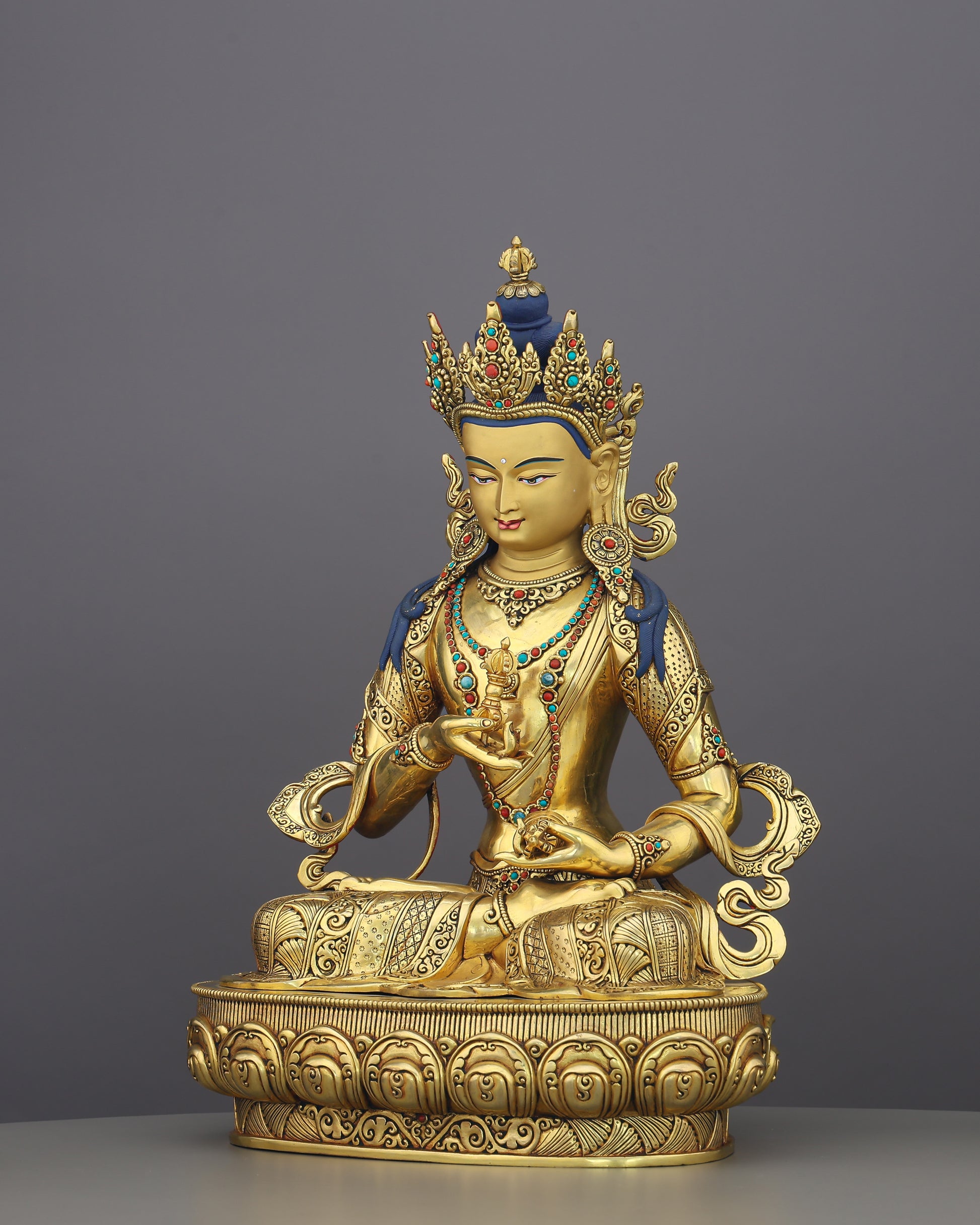 Vajrasattva Statue | The Golden Purifier of Karma, Handcrafted in Nepal - Authentic Handcrafted Statue