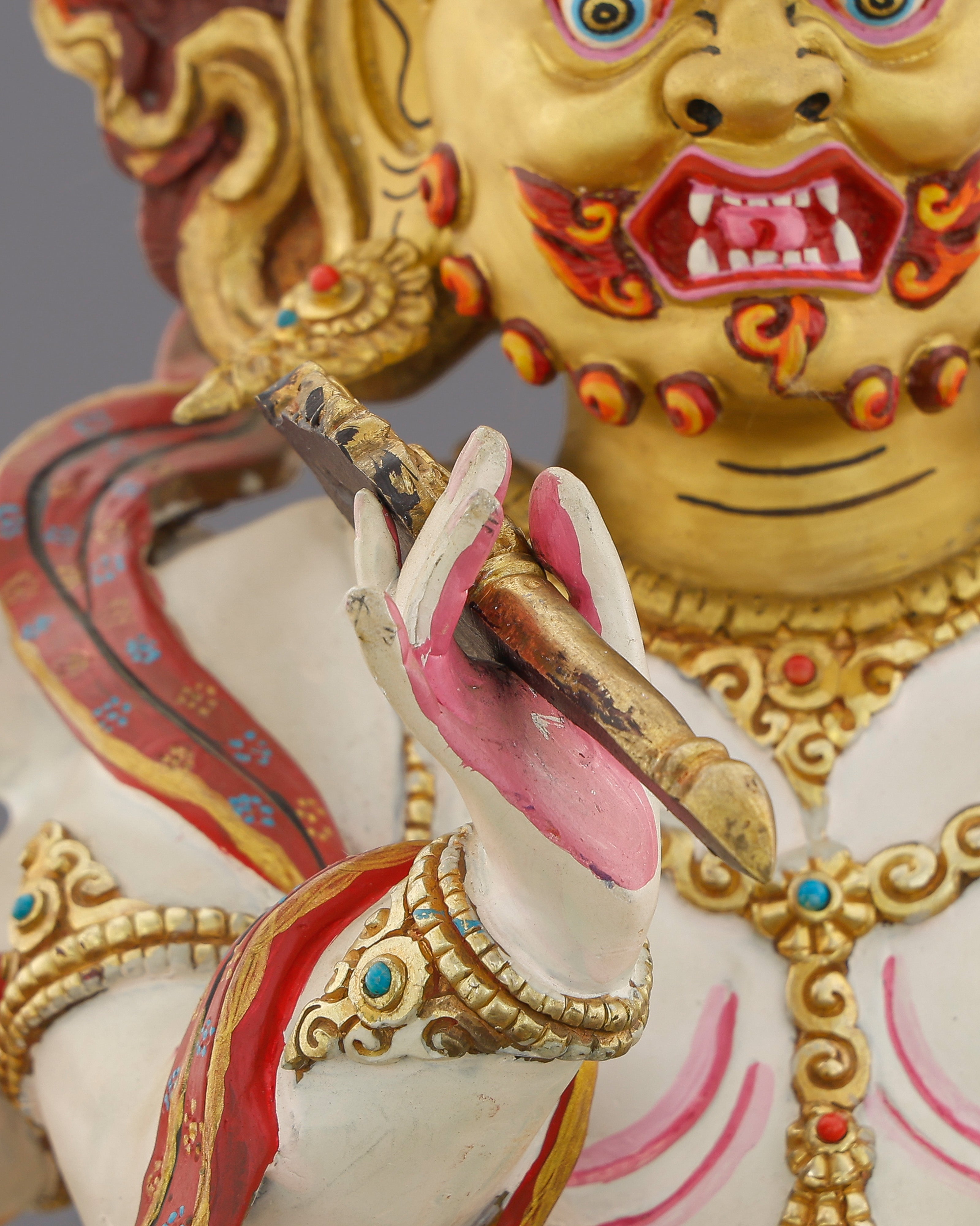 Wrathful and White | The Six-Armed Mahakala Statue That Guards Your Path with Fierce Compassion