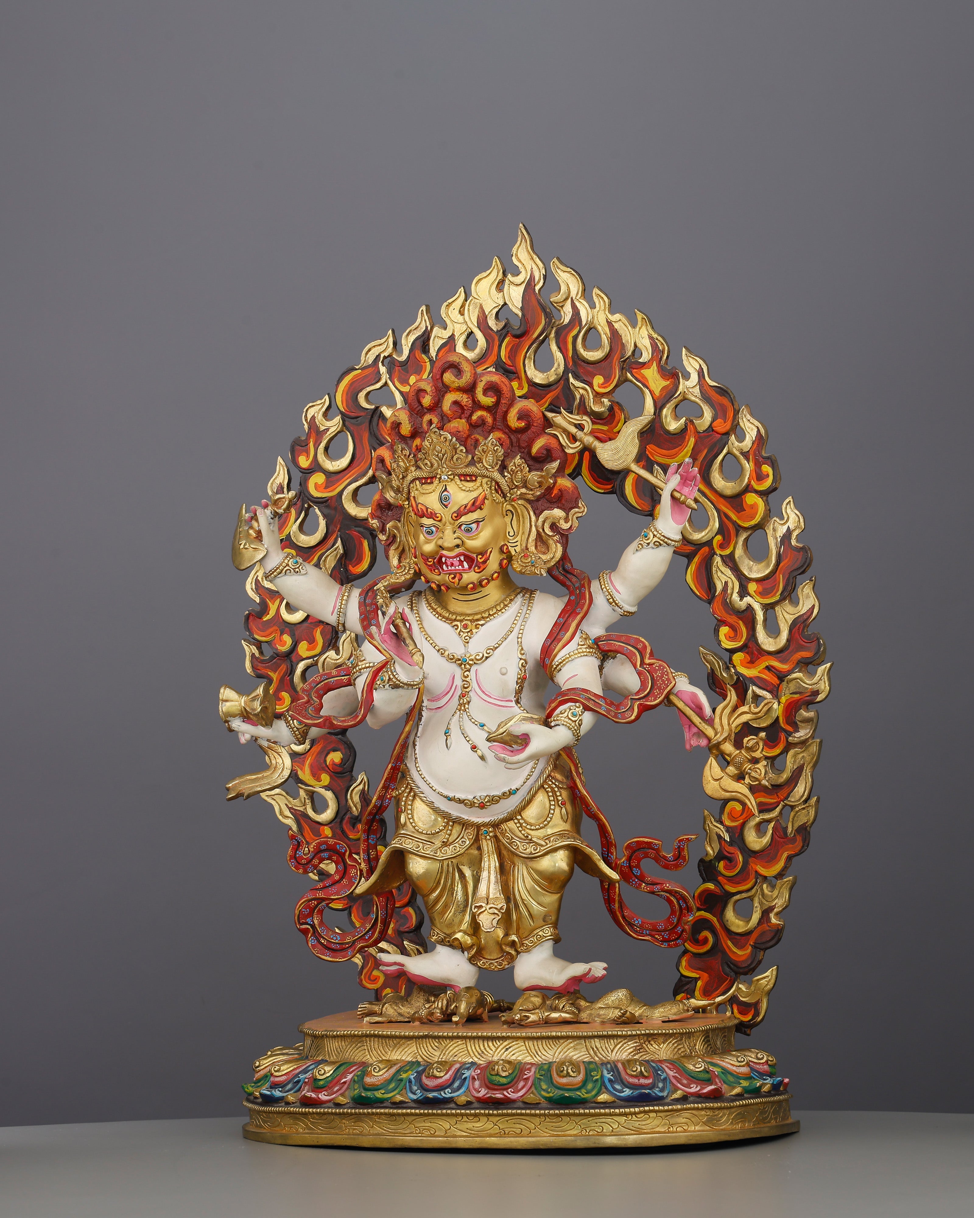 Wrathful and White | The Six-Armed Mahakala Statue That Guards Your Path with Fierce Compassion