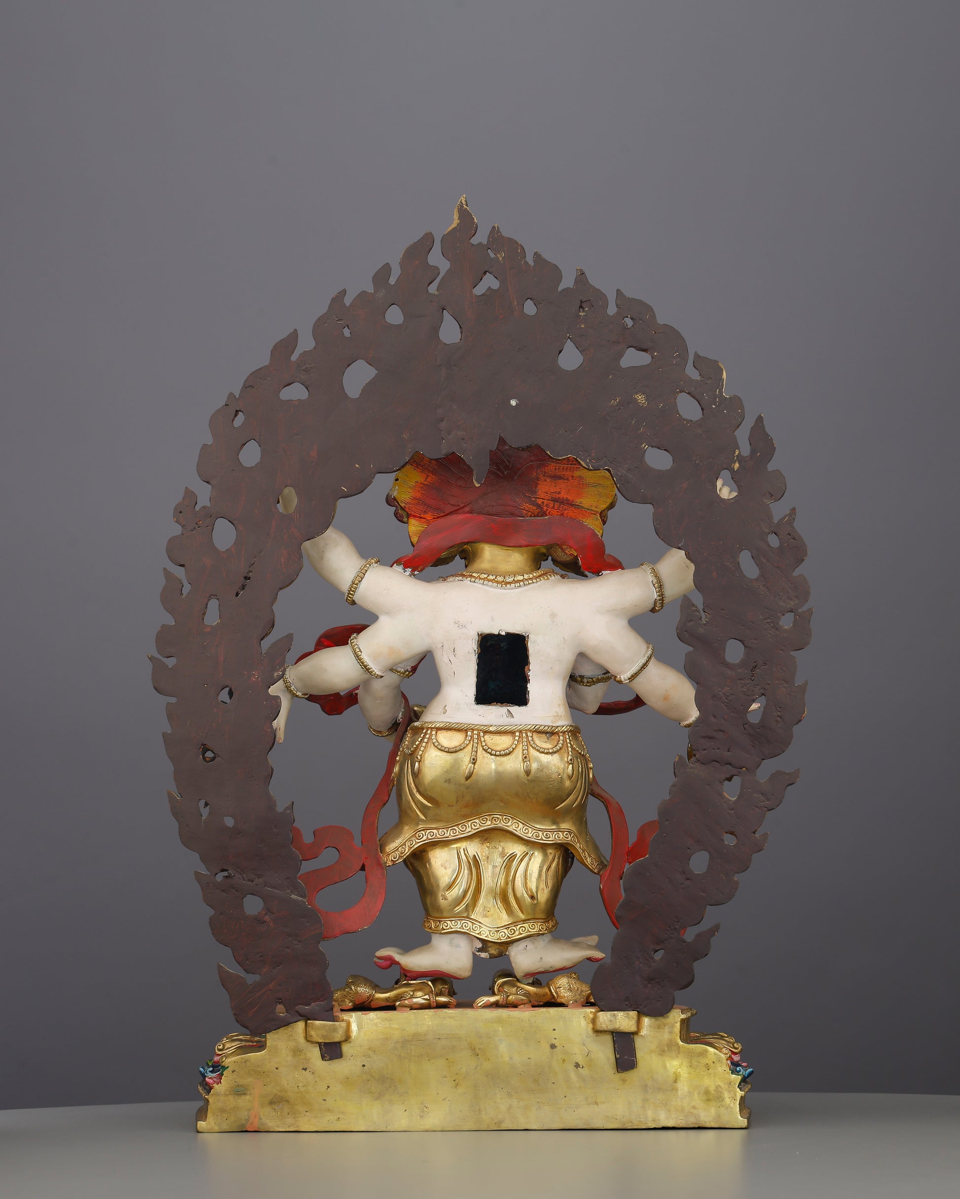 Wrathful and White | The Six-Armed Mahakala Statue That Guards Your Path with Fierce Compassion - Authentic Handcrafted Statue