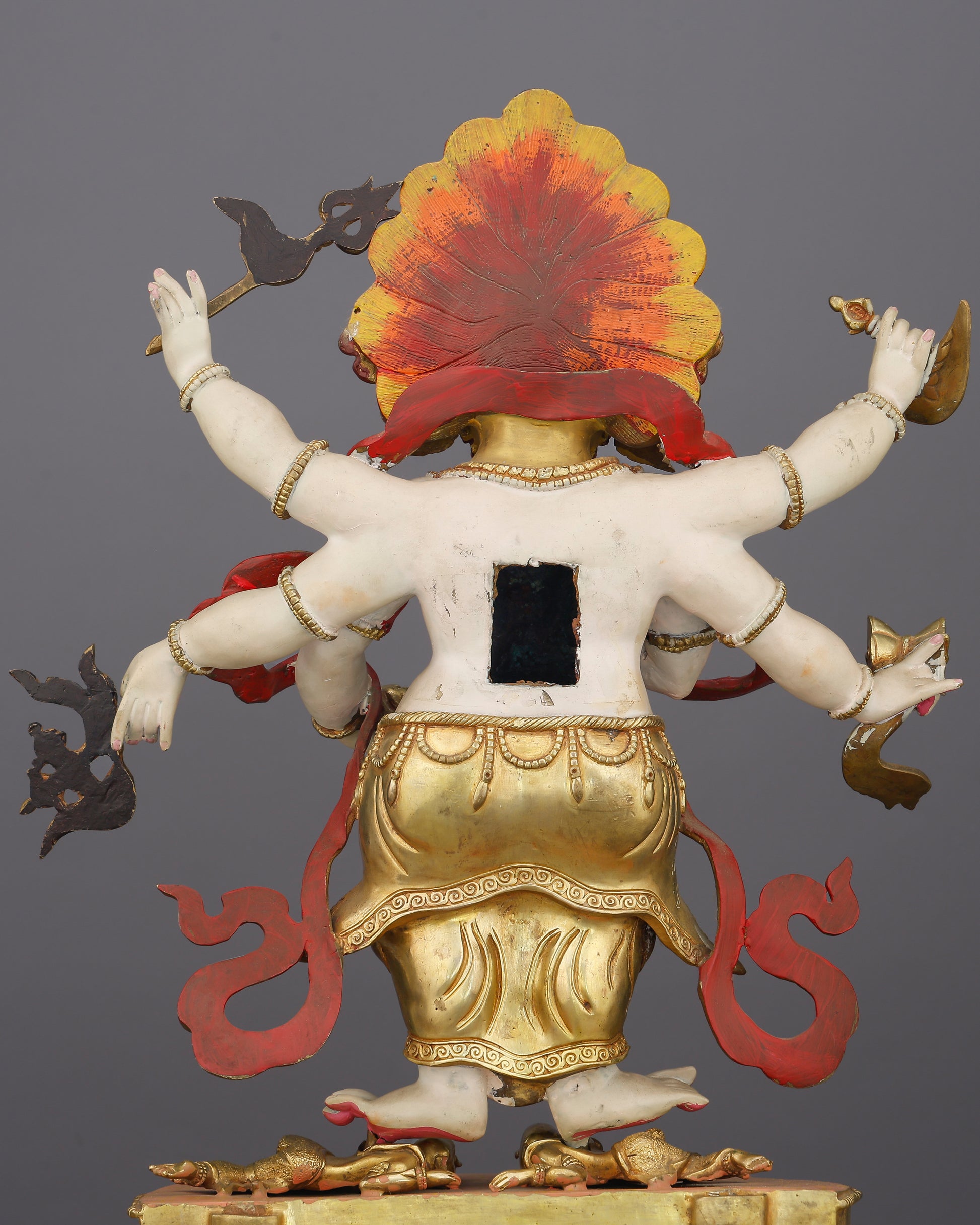 Wrathful and White | The Six-Armed Mahakala Statue That Guards Your Path with Fierce Compassion - Authentic Handcrafted Statue