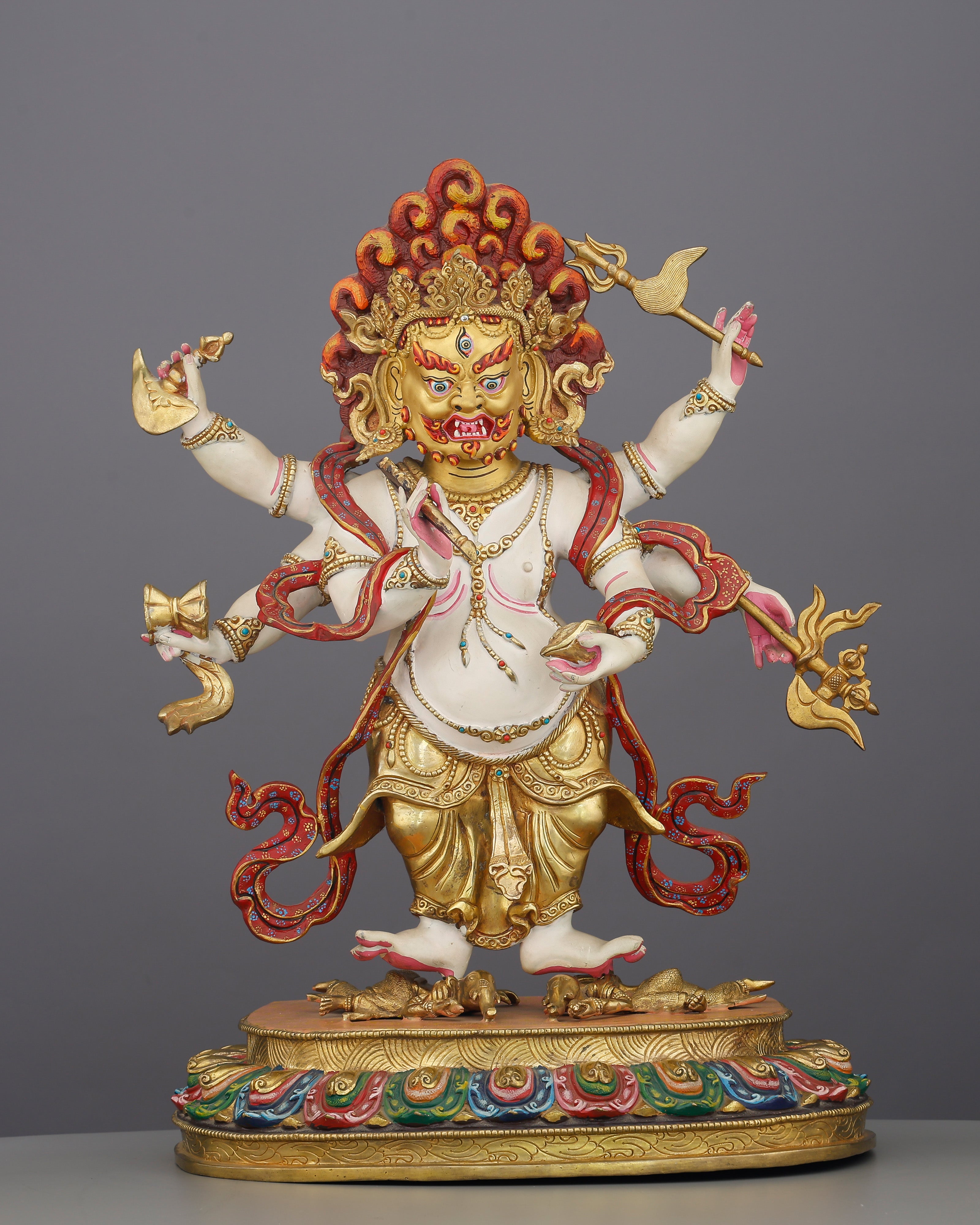 Wrathful and White | The Six-Armed Mahakala Statue That Guards Your Path with Fierce Compassion