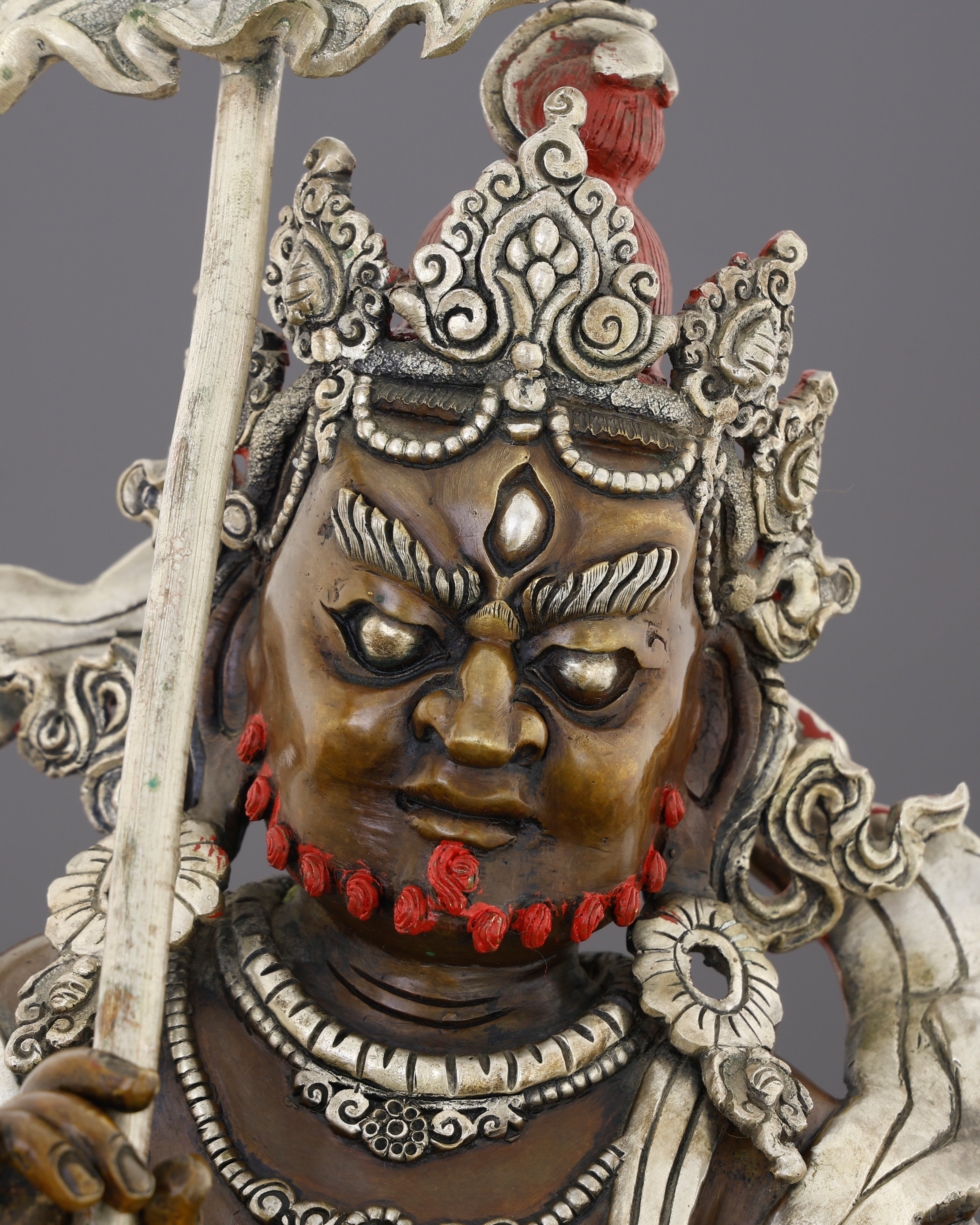 Riding the Lion of Fortune | Oxidized Lion Dzambhala Statue That Roars Prosperity Into Existence