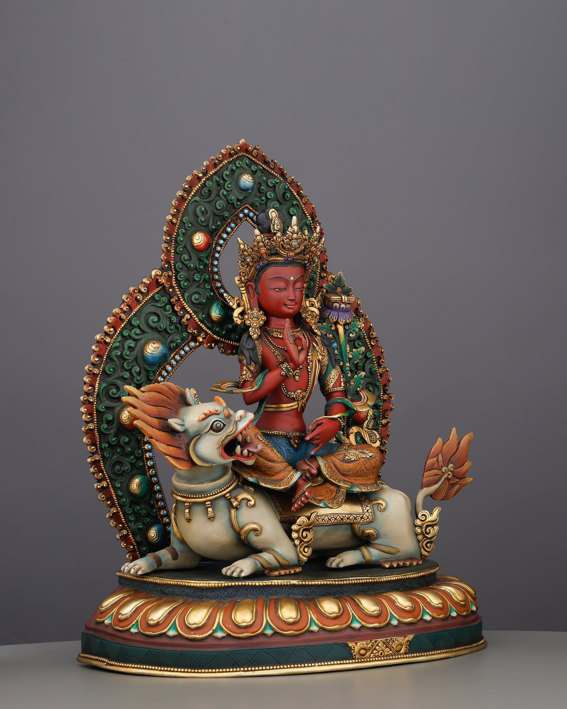 The Lion's Roar of Compassion | Simhanada Lokeshvara Statue That Heals, Protects, and Illuminates - Authentic Handcrafted Statue