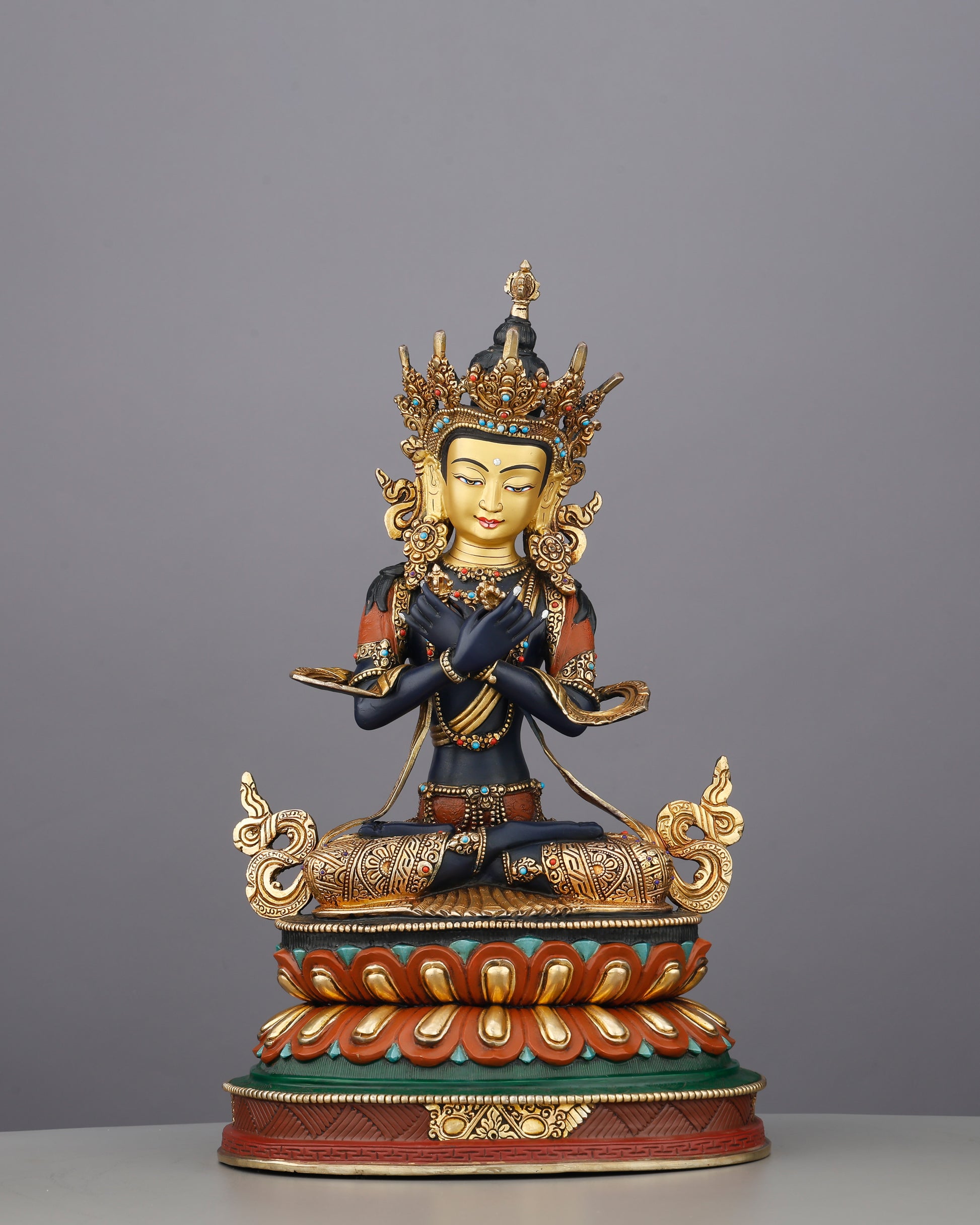 Deep Blue and Blazing Gold | Vajradhara Statue That Embodies the Ultimate Source of All Tantric Wisdom - Authentic Handcrafted Statue