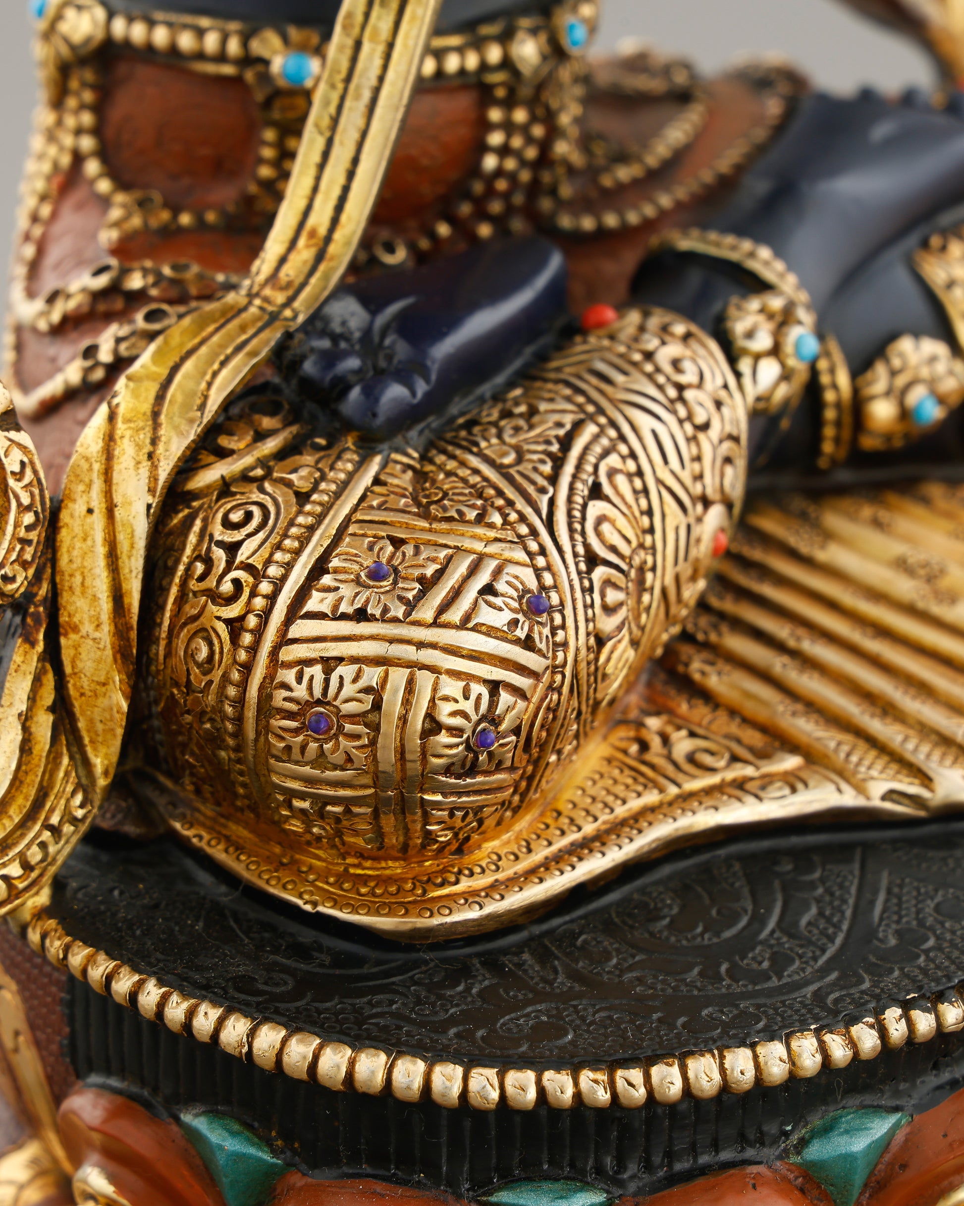 Deep Blue and Blazing Gold | Vajradhara Statue That Embodies the Ultimate Source of All Tantric Wisdom - Authentic Handcrafted Statue