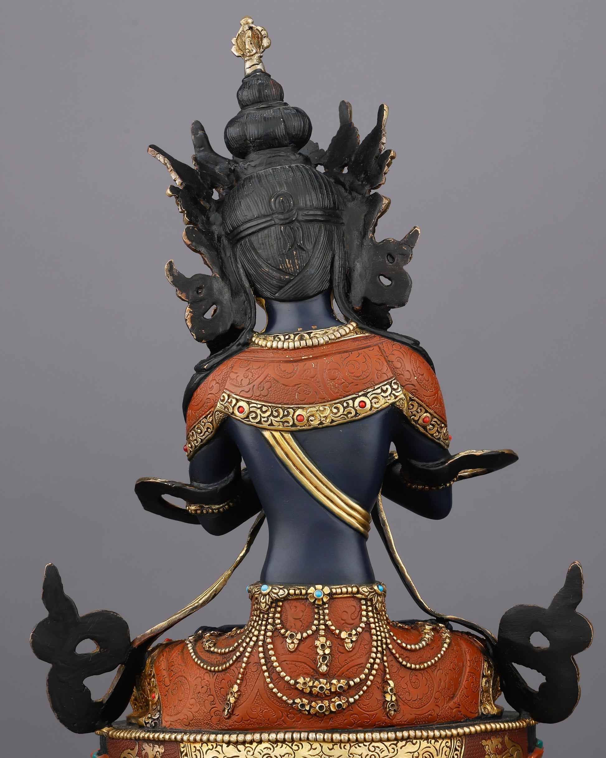 Deep Blue and Blazing Gold | Vajradhara Statue That Embodies the Ultimate Source of All Tantric Wisdom - Authentic Handcrafted Statue