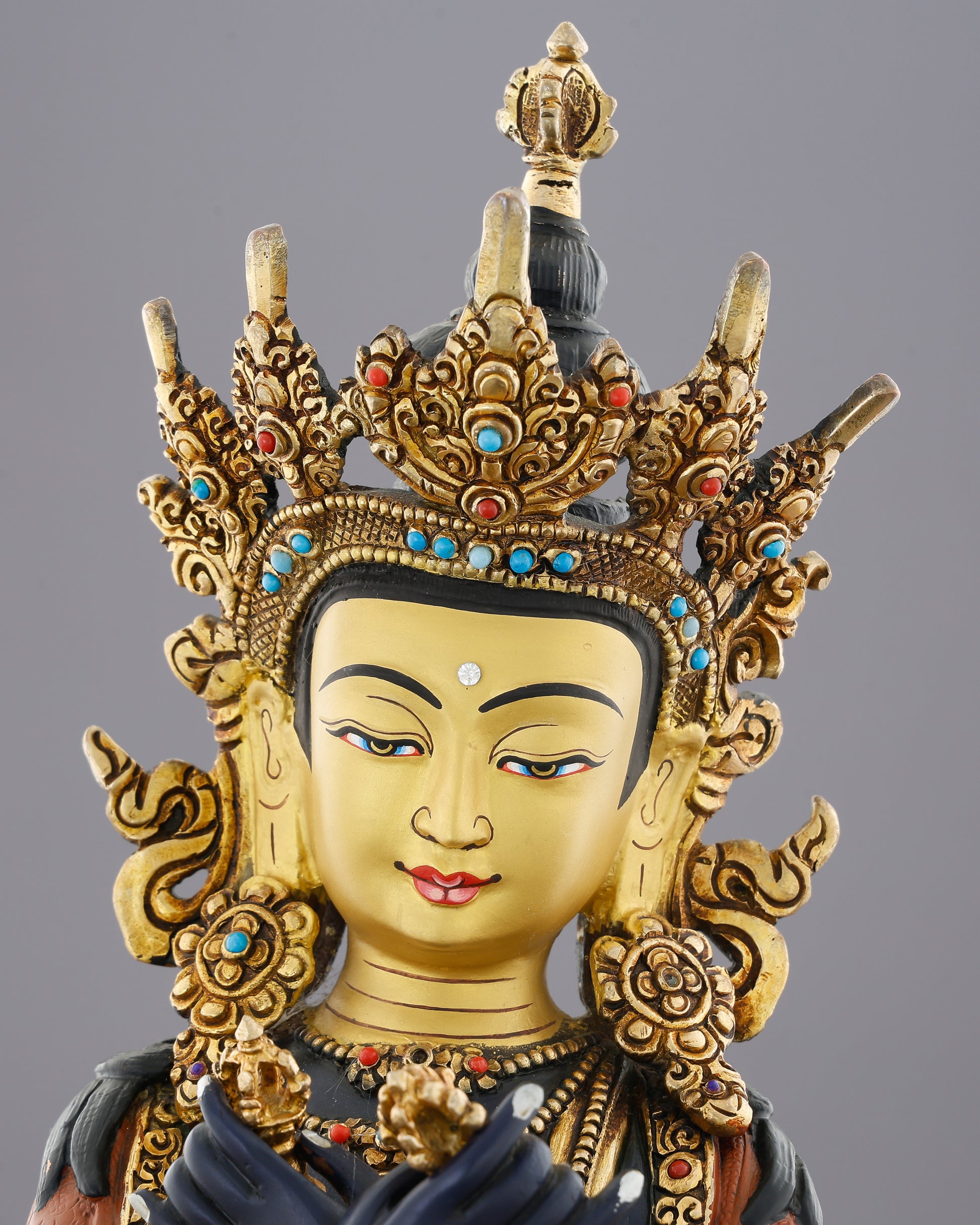 Deep Blue and Blazing Gold | Vajradhara Statue That Embodies the Ultimate Source of All Tantric Wisdom - Authentic Handcrafted Statue