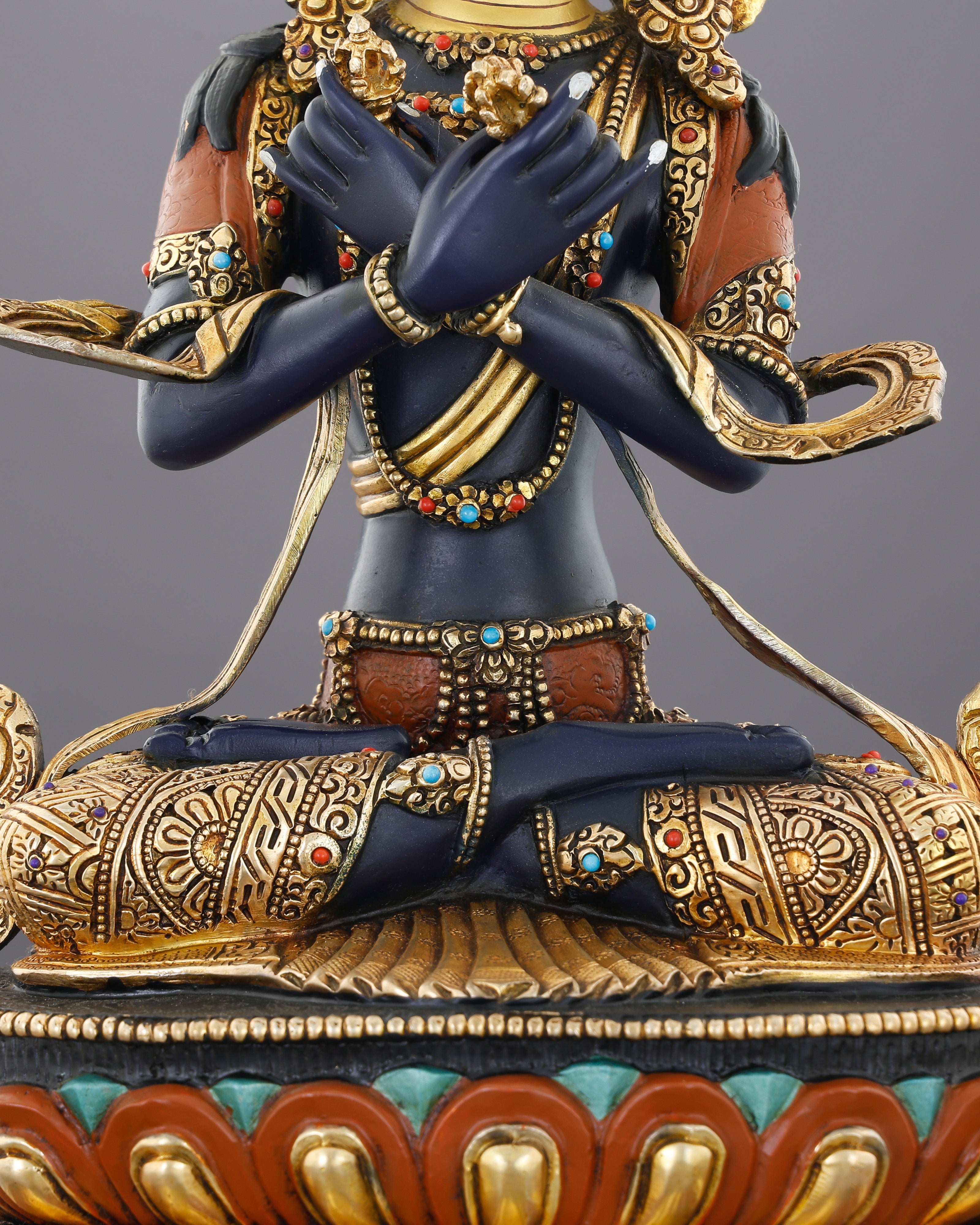 Deep Blue and Blazing Gold | Vajradhara Statue That Embodies the Ultimate Source of All Tantric Wisdom