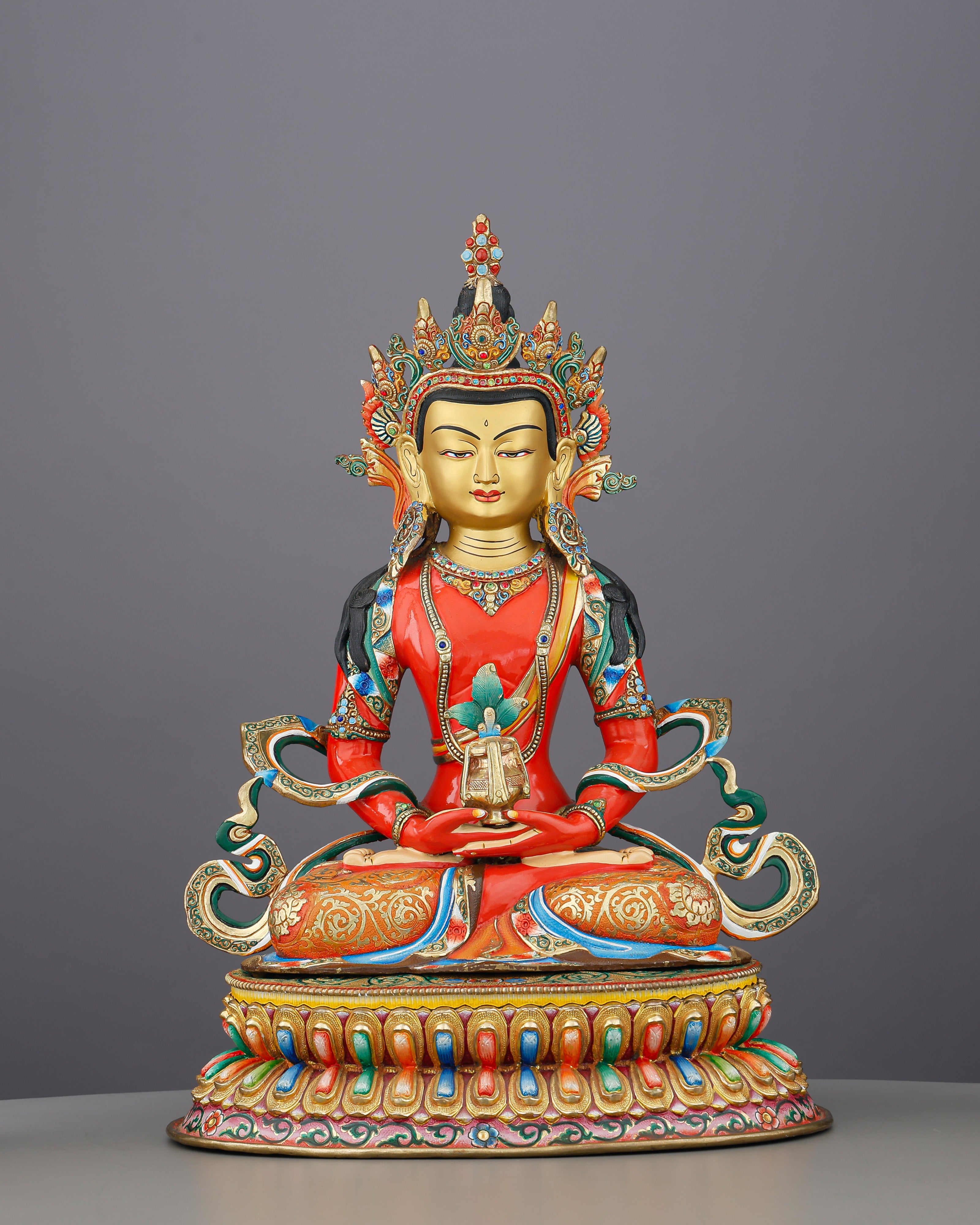 Eternal Life | Magnificent Jeweled Amitayus Statue from Nepal's Master Craftsmen