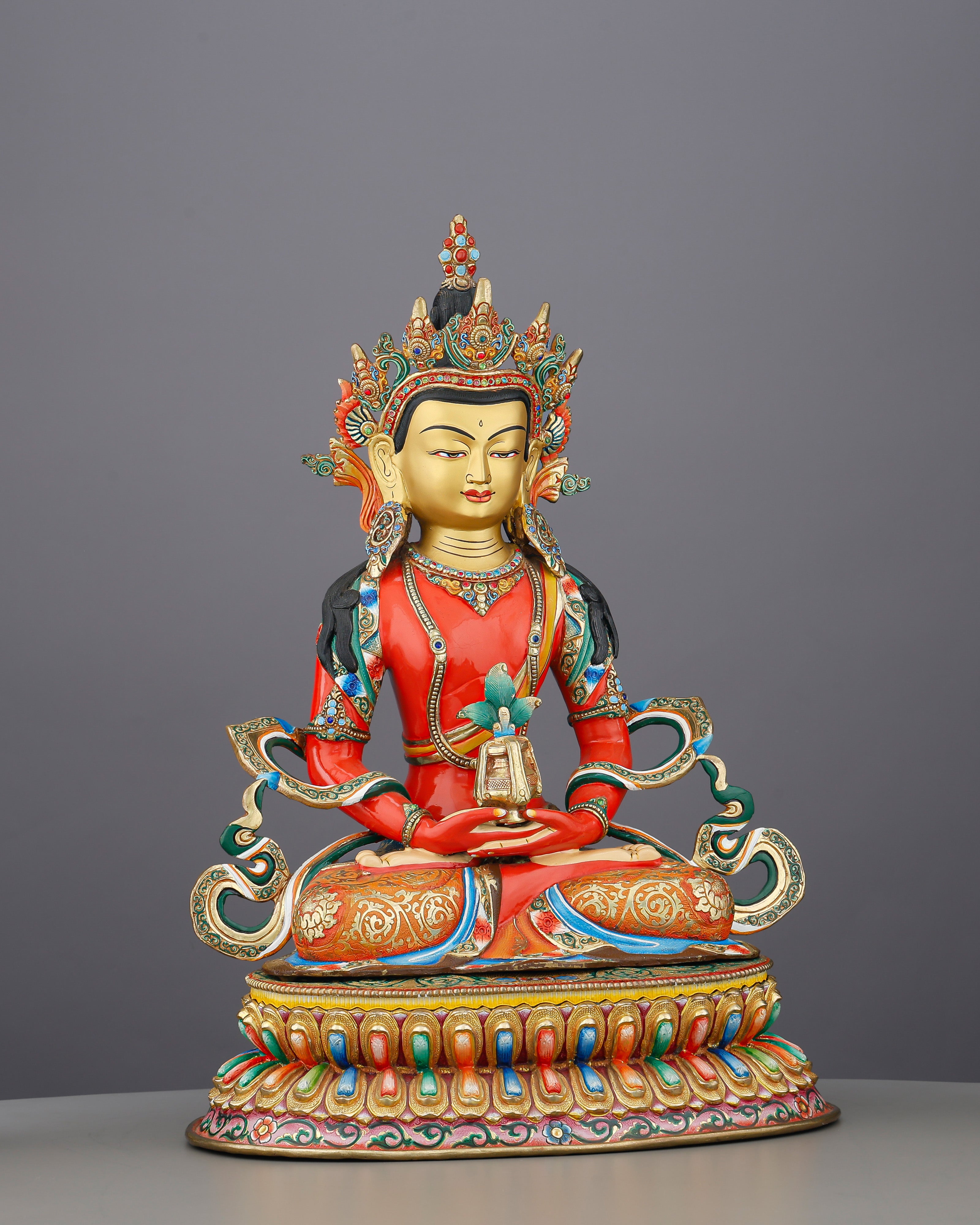 Eternal Life | Magnificent Jeweled Amitayus Statue from Nepal's Master Craftsmen