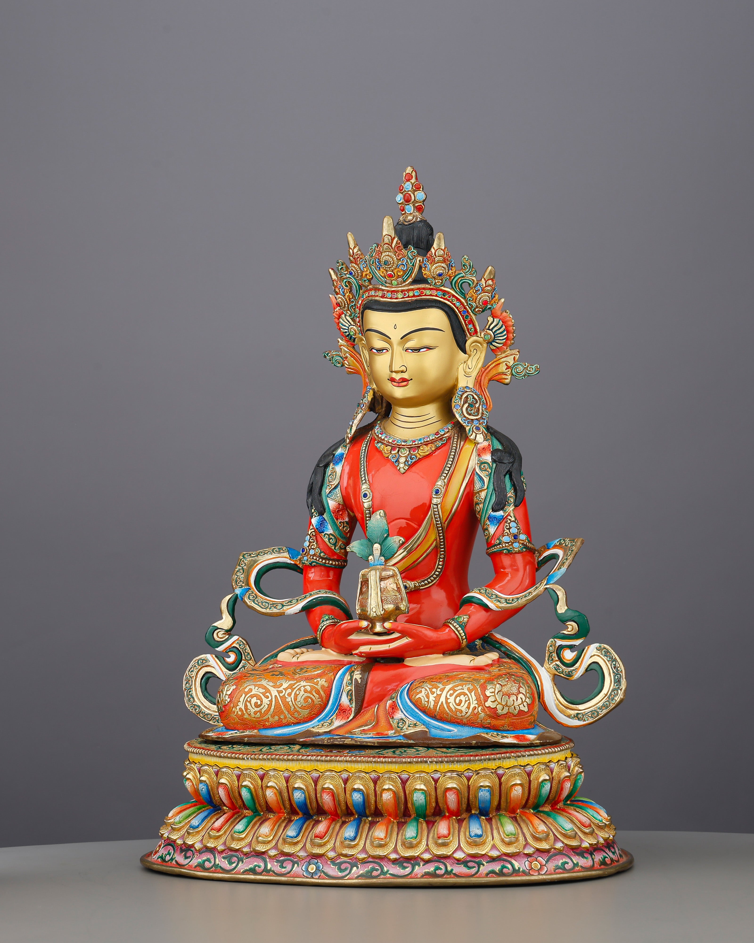 Eternal Life | Magnificent Jeweled Amitayus Statue from Nepal's Master Craftsmen