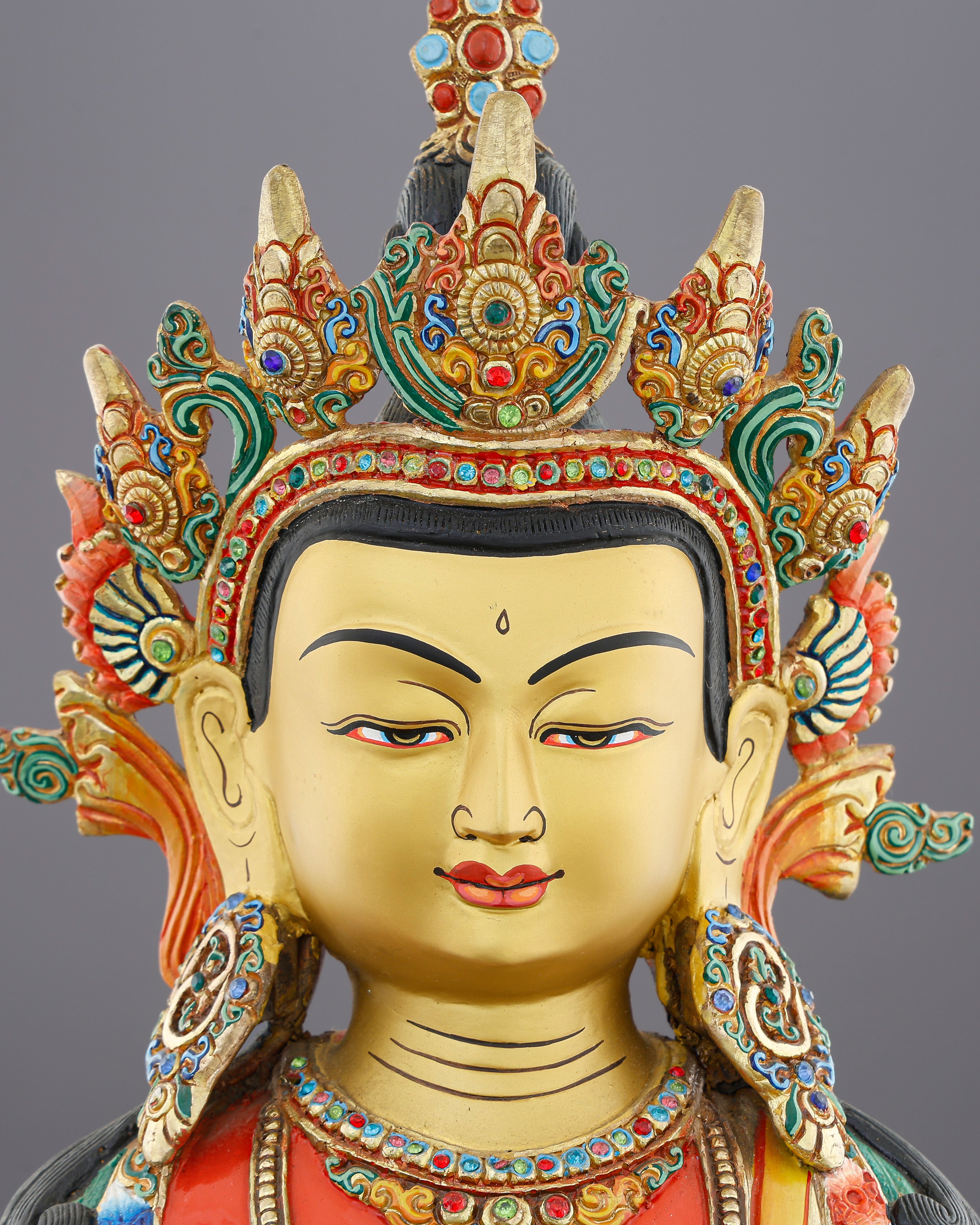 Eternal Life | Magnificent Jeweled Amitayus Statue from Nepal's Master Craftsmen