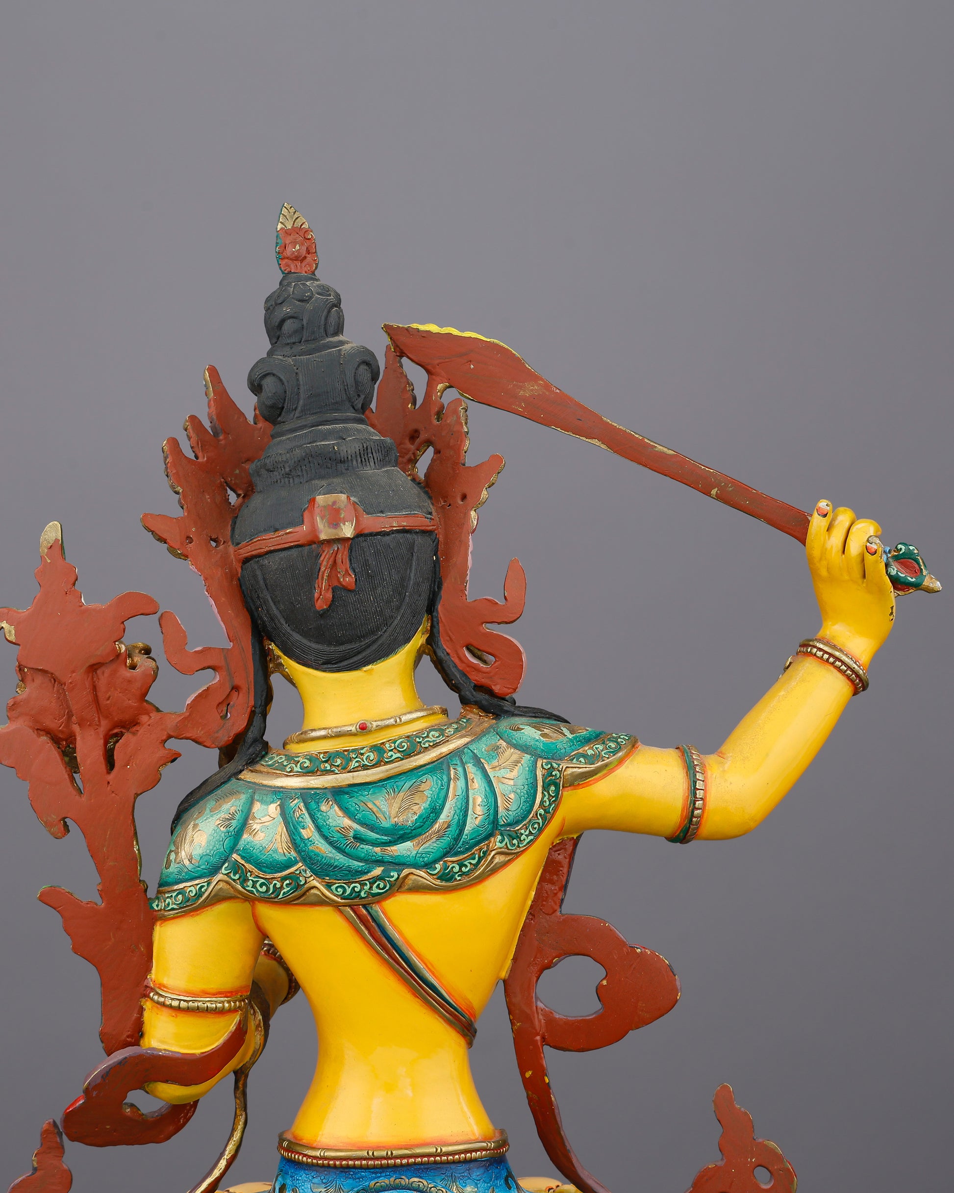 Manjushri Statue | Gold Painted Copper | Nepal Buddhist Art - Authentic Handcrafted Statue