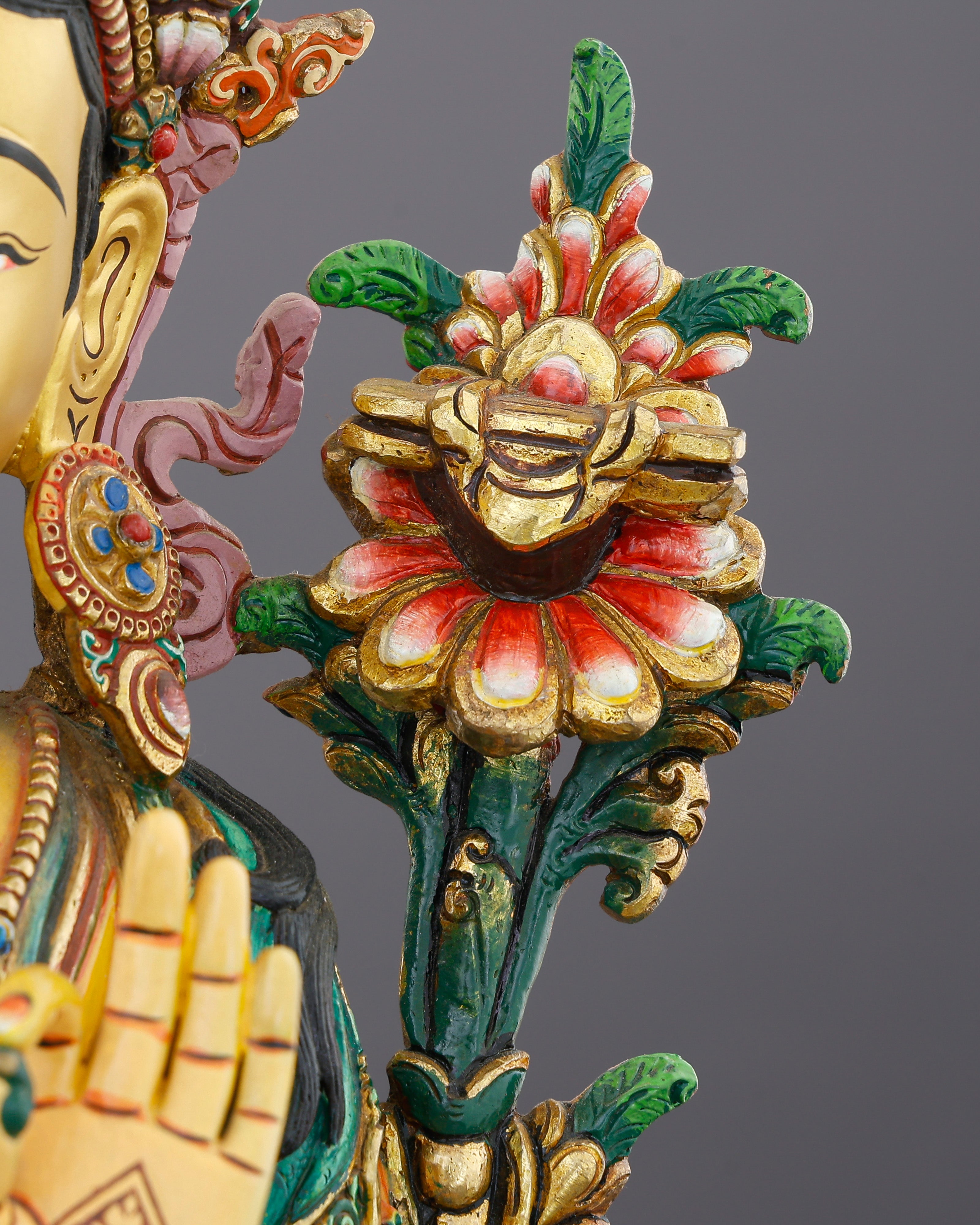 Manjushri Statue | Gold Painted Copper | Nepal Buddhist Art