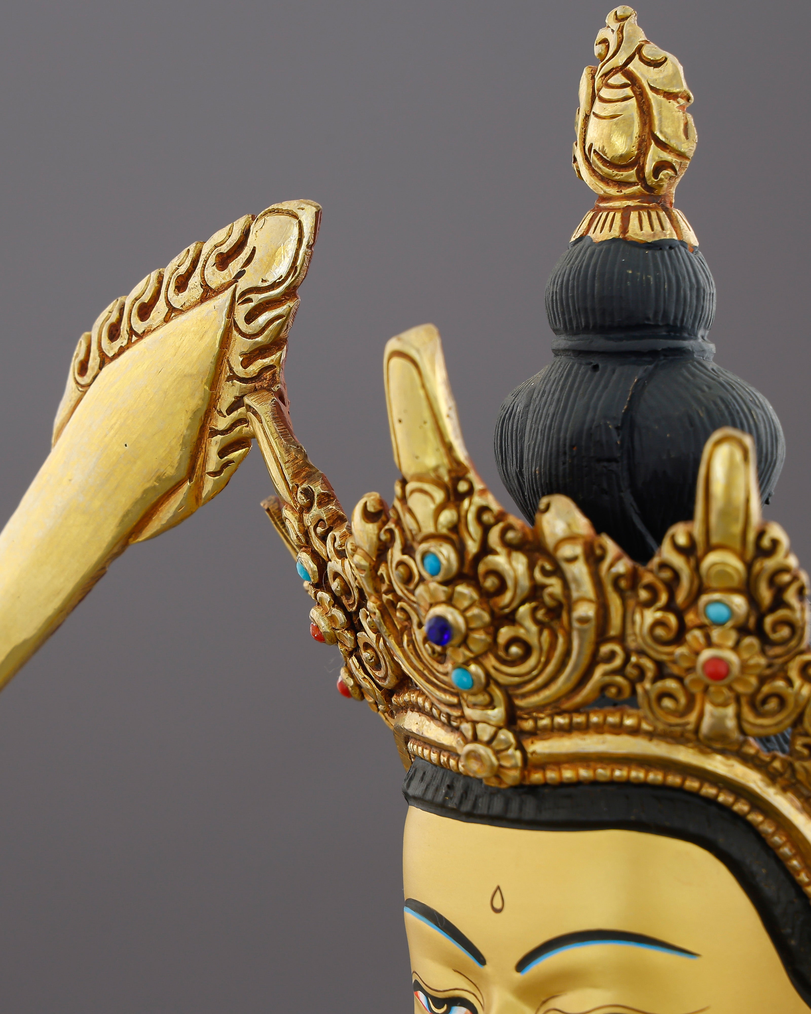 Blade of Brilliance | Gold-Gilded Manjushri Statue