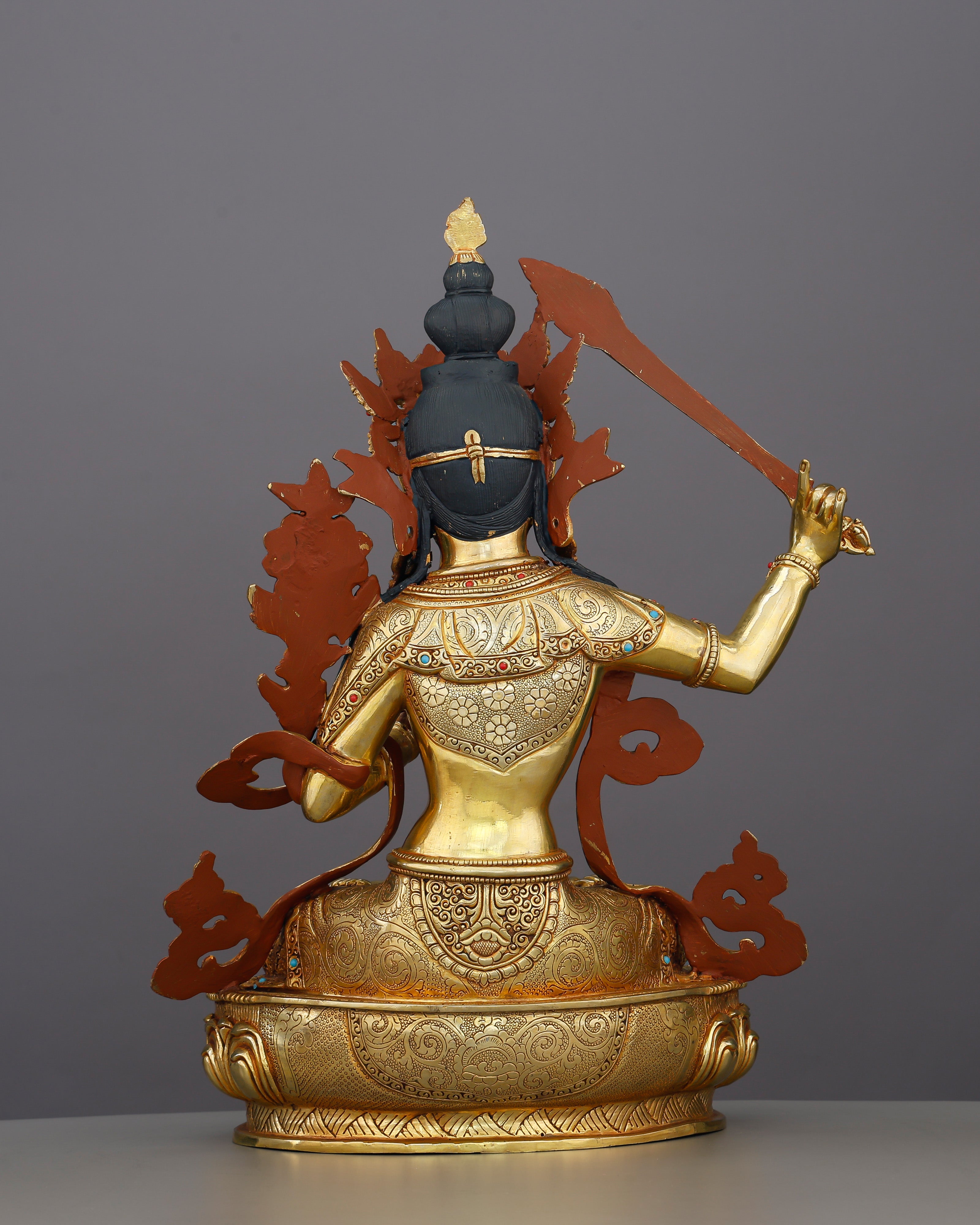 Blade of Brilliance | Gold-Gilded Manjushri Statue