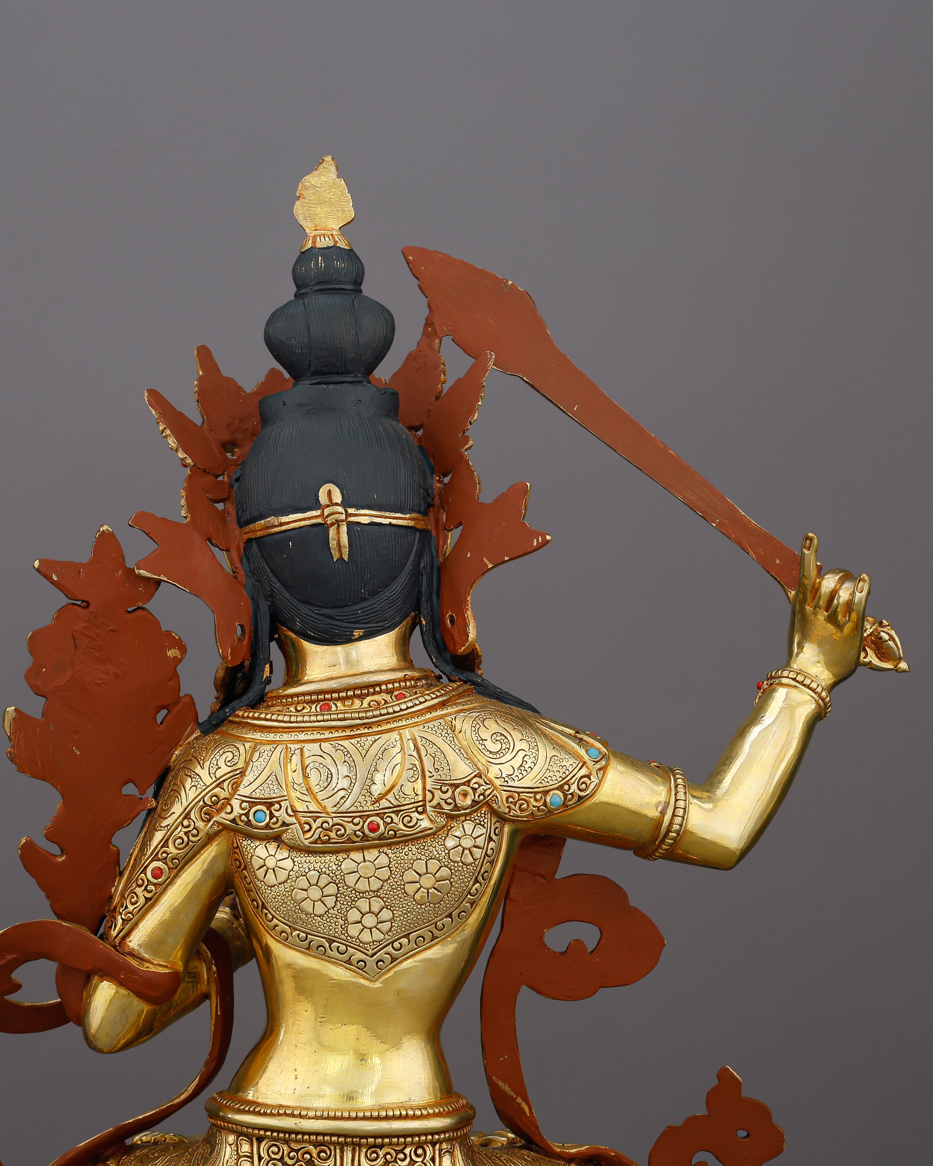 Blade of Brilliance | Gold-Gilded Manjushri Statue