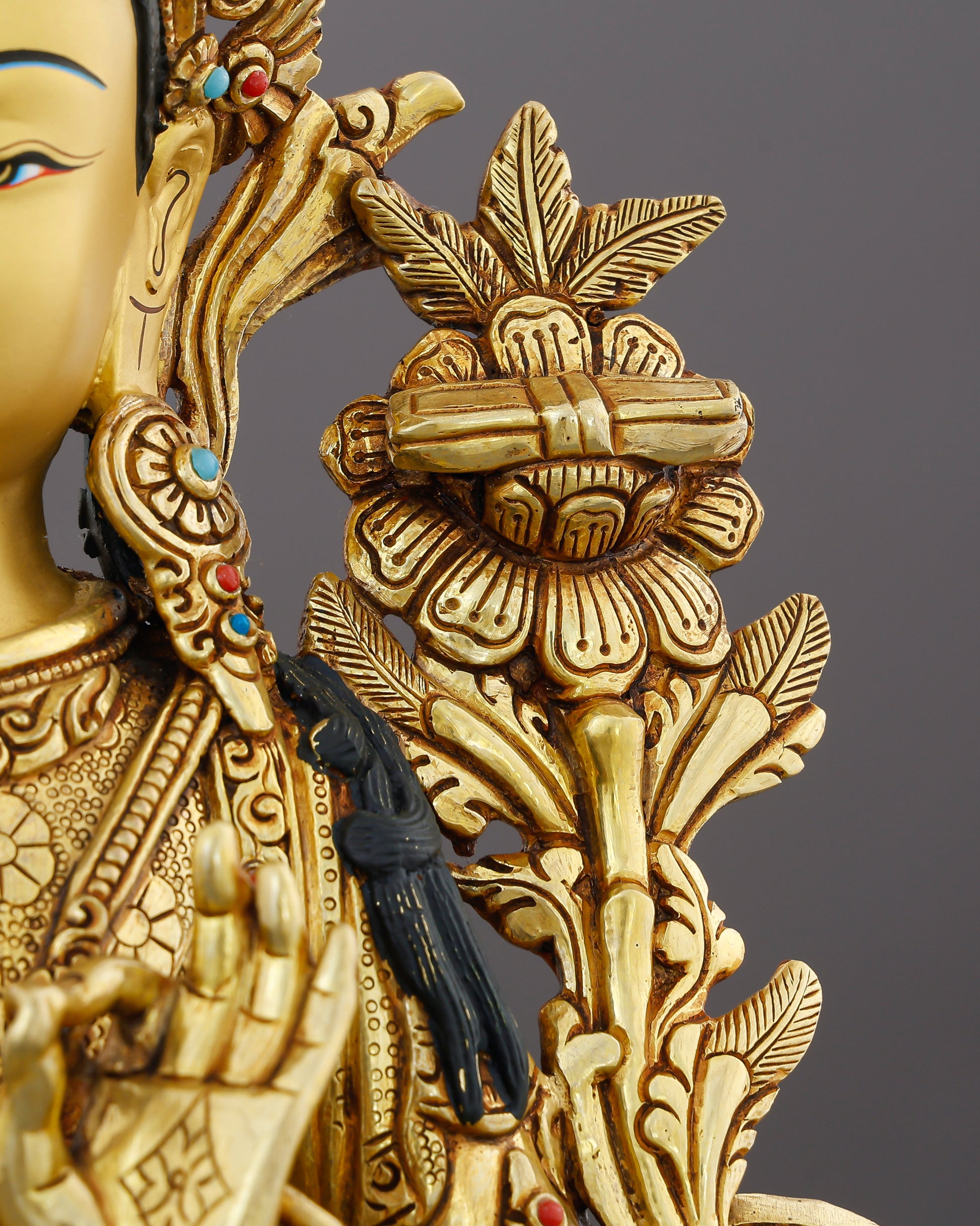 Blade of Brilliance | Gold-Gilded Manjushri Statue - Authentic Handcrafted Statue