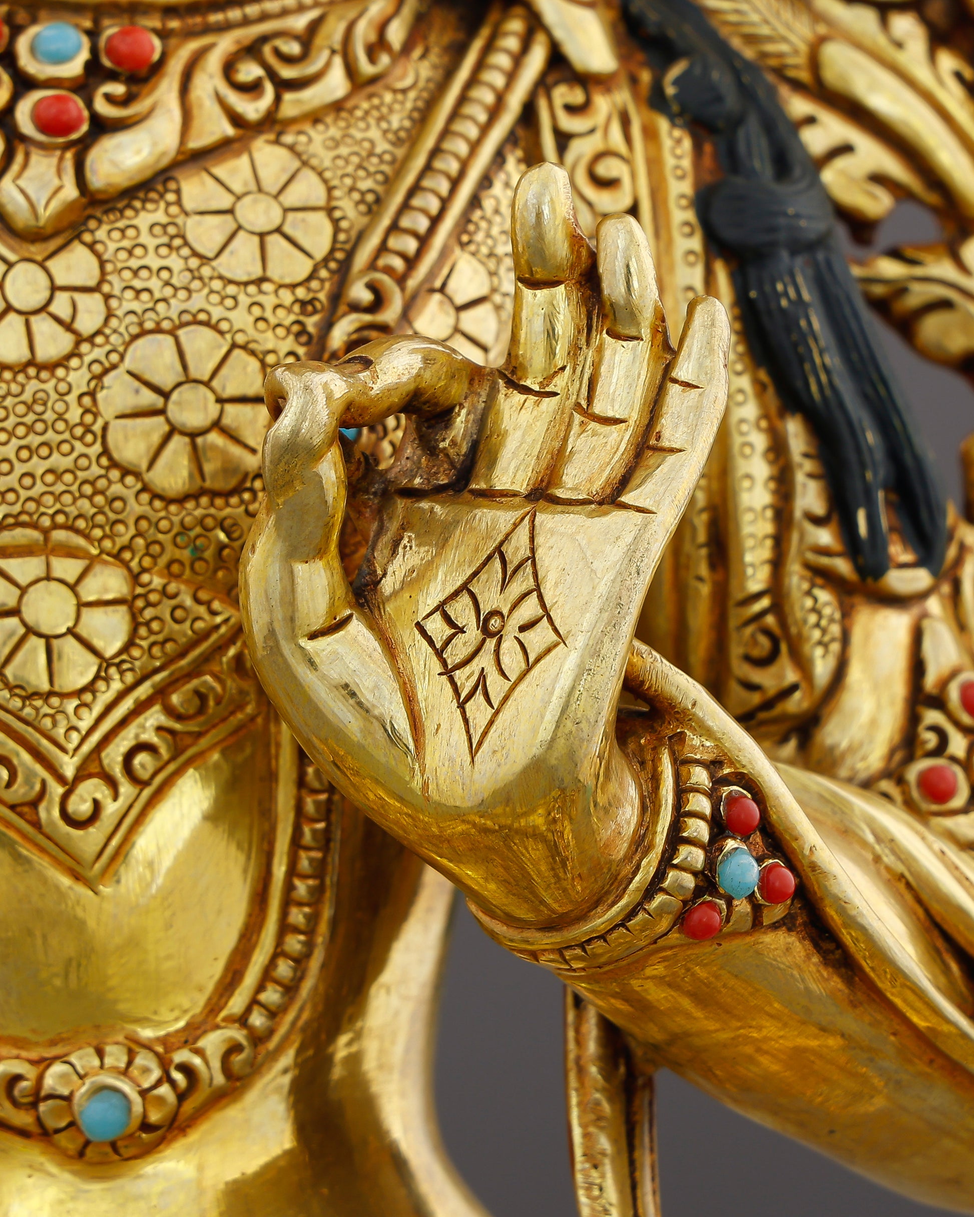 Blade of Brilliance | Gold-Gilded Manjushri Statue - Authentic Handcrafted Statue