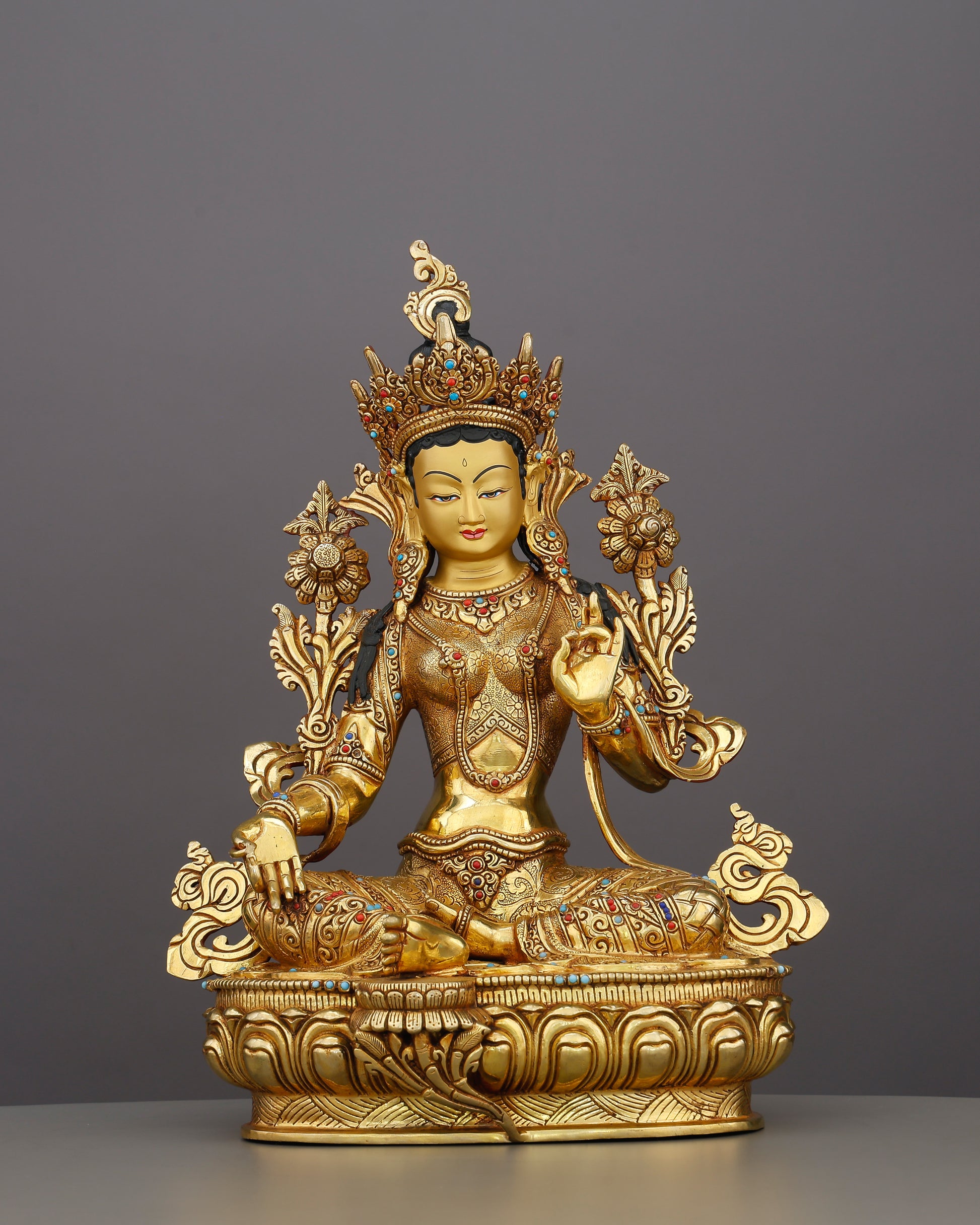 Swift as a Heartbeat, Bright as Gold | Green Tara Statue - Authentic Handcrafted Statue
