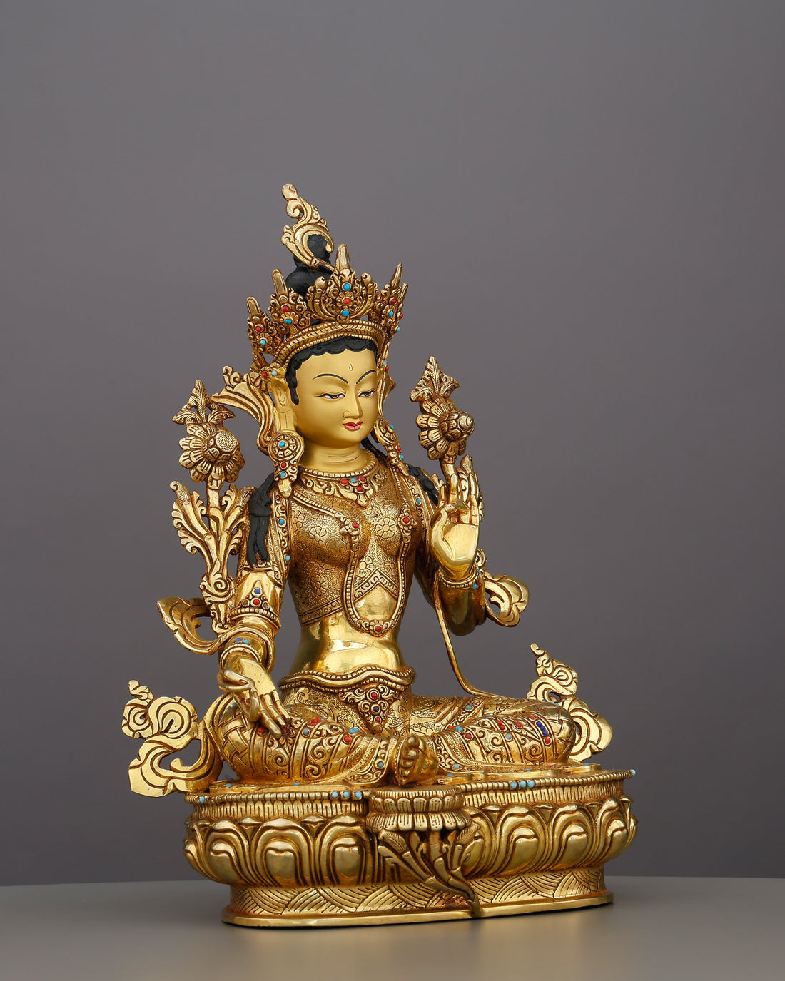 Swift as a Heartbeat, Bright as Gold | Green Tara Statue - Handcrafted Buddhist Statue - Authentic Sacred Art