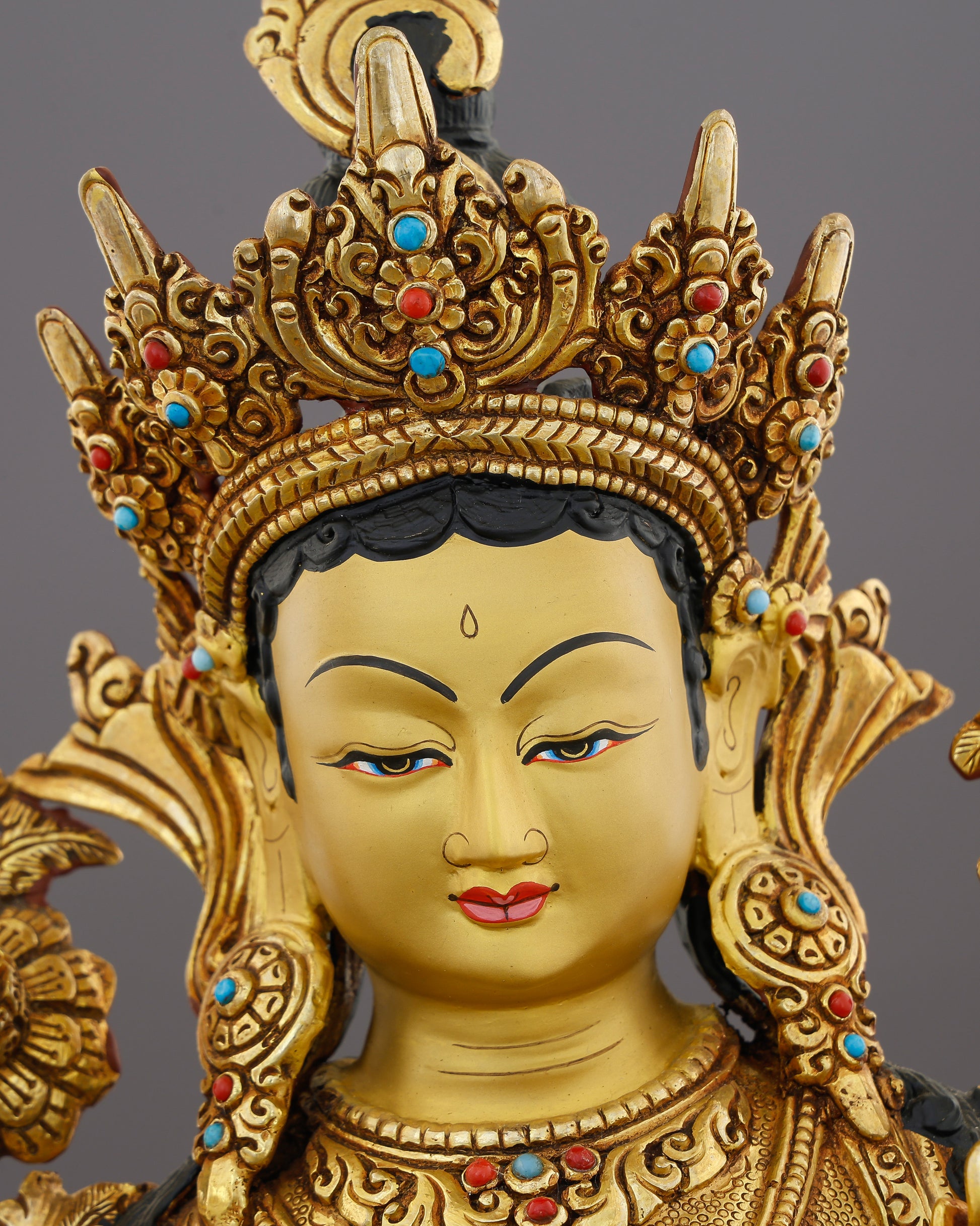 Swift as a Heartbeat, Bright as Gold | Green Tara Statue - Authentic Handcrafted Statue