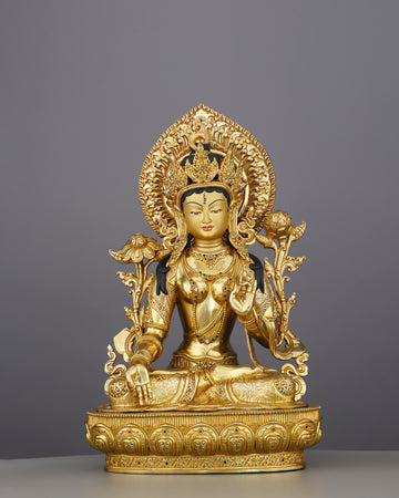 Pure Gold, Eternal Grace | White Tara Statue