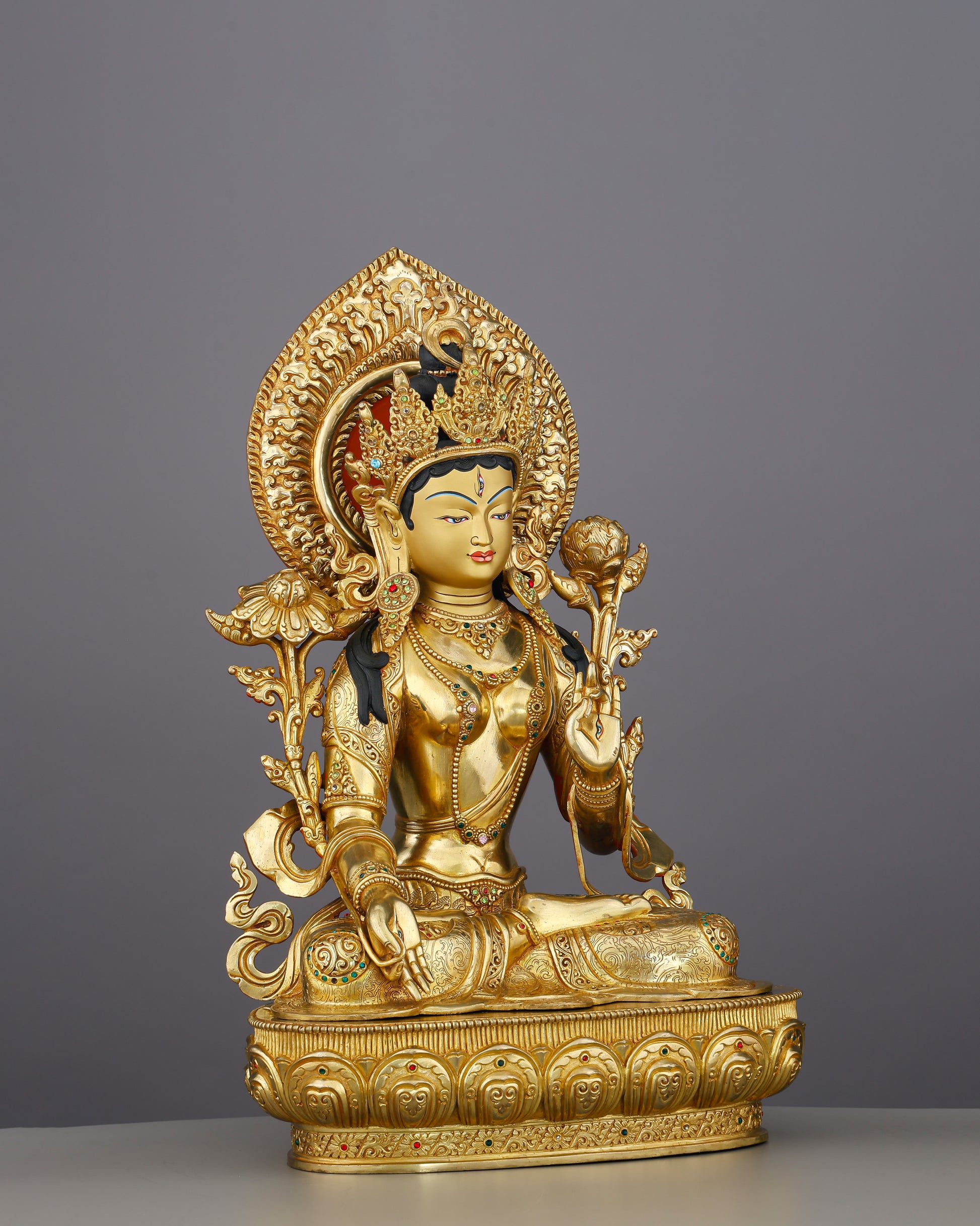 Pure Gold, Eternal Grace | White Tara Statue - Authentic Handcrafted Statue