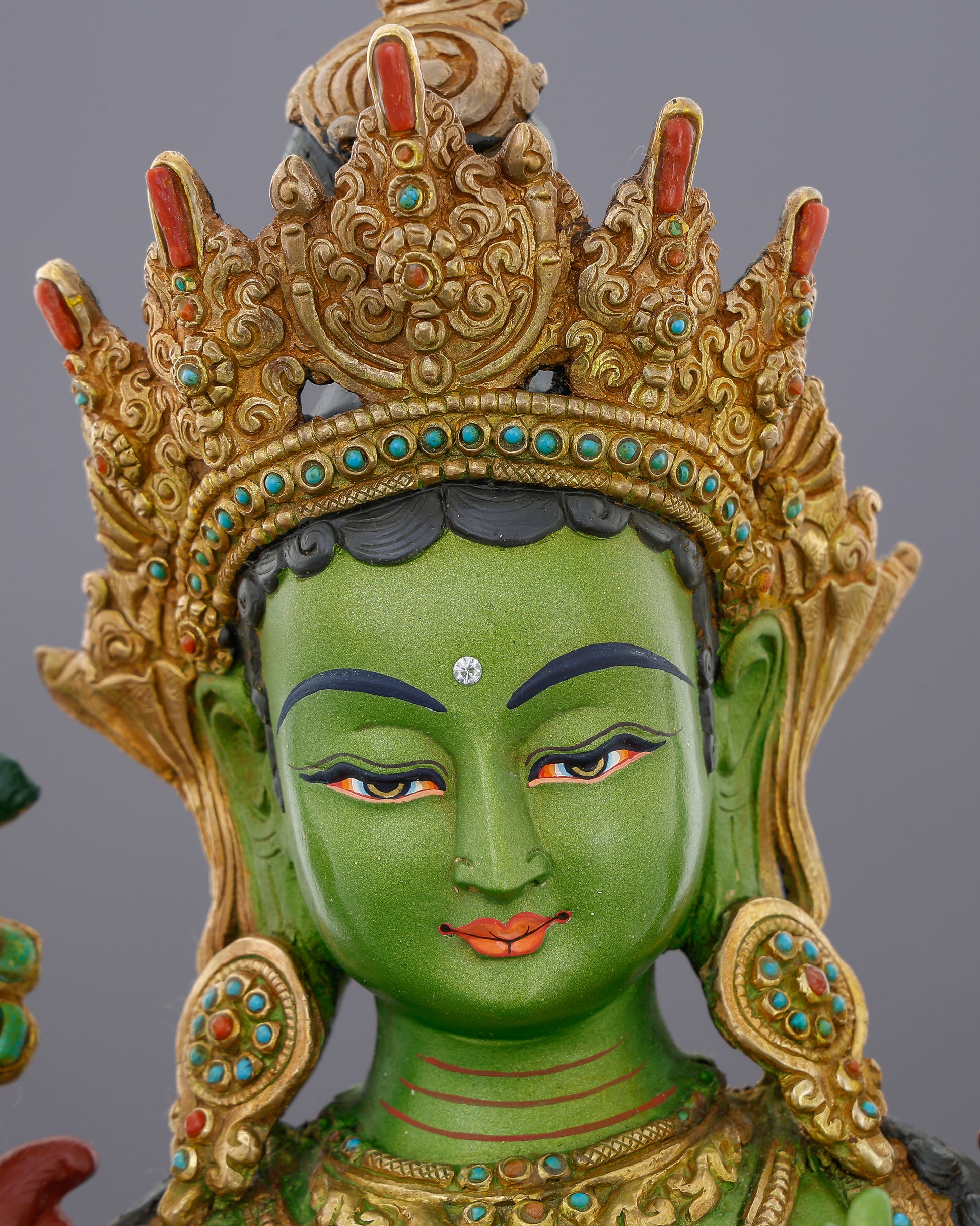 Born from Compassion, Clothed in Emerald | Handcrafted Green Tara From Nepal - Authentic Handcrafted Statue