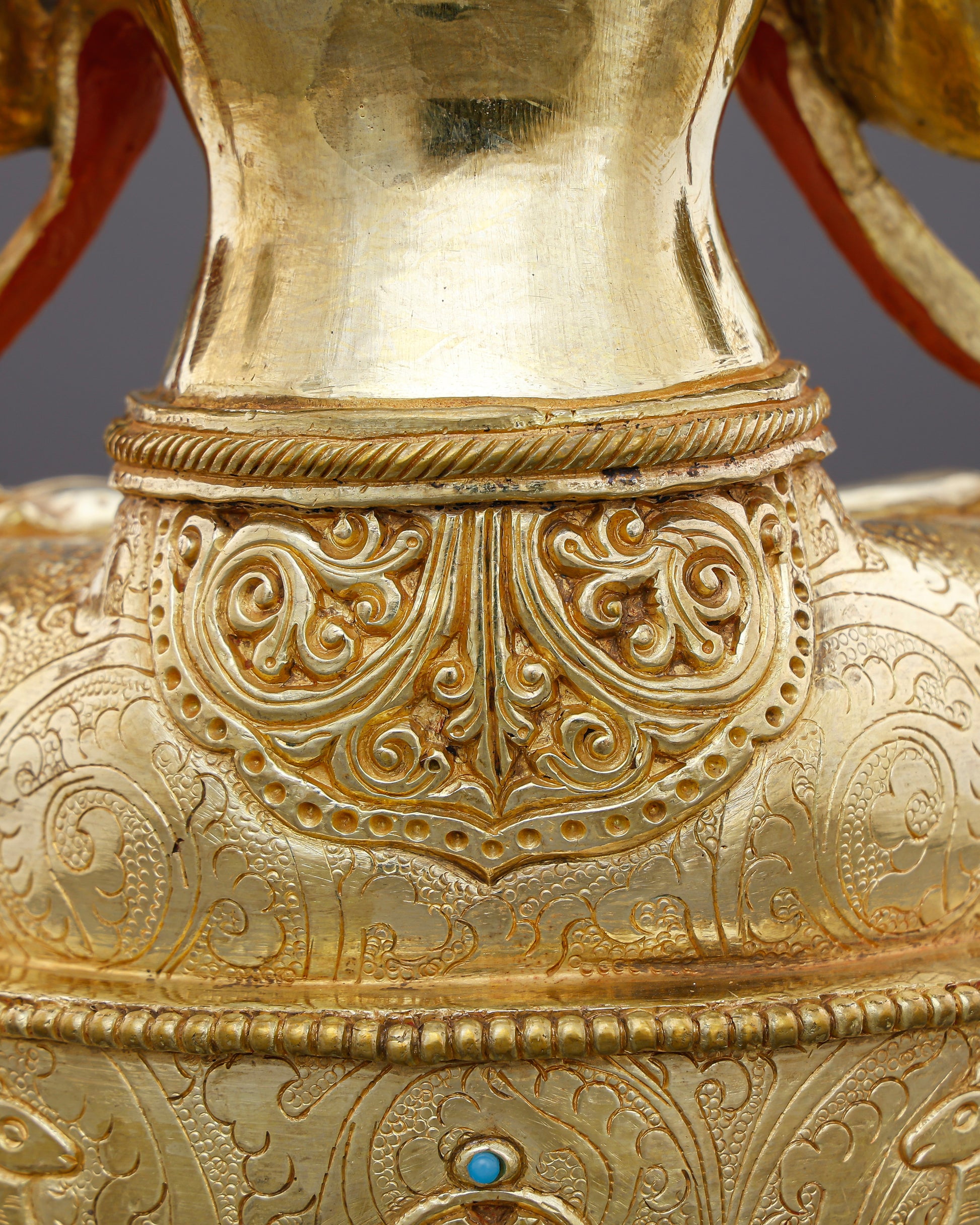 Four Arms, One Heart | 24K Gold Gilded Chengresi From Nepal - Authentic Handcrafted Statue