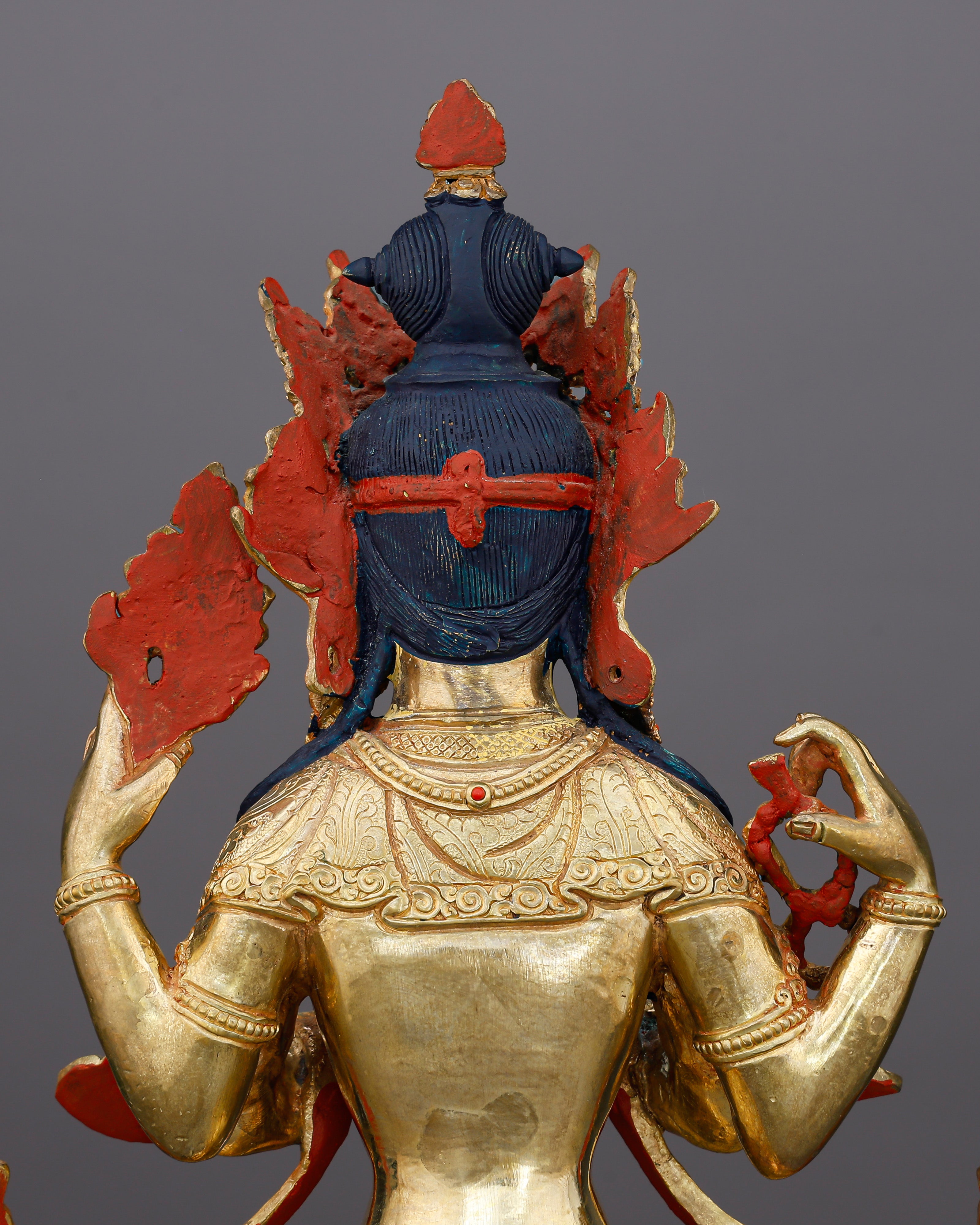 Four Arms, One Heart | 24K Gold Gilded Chengresi From Nepal