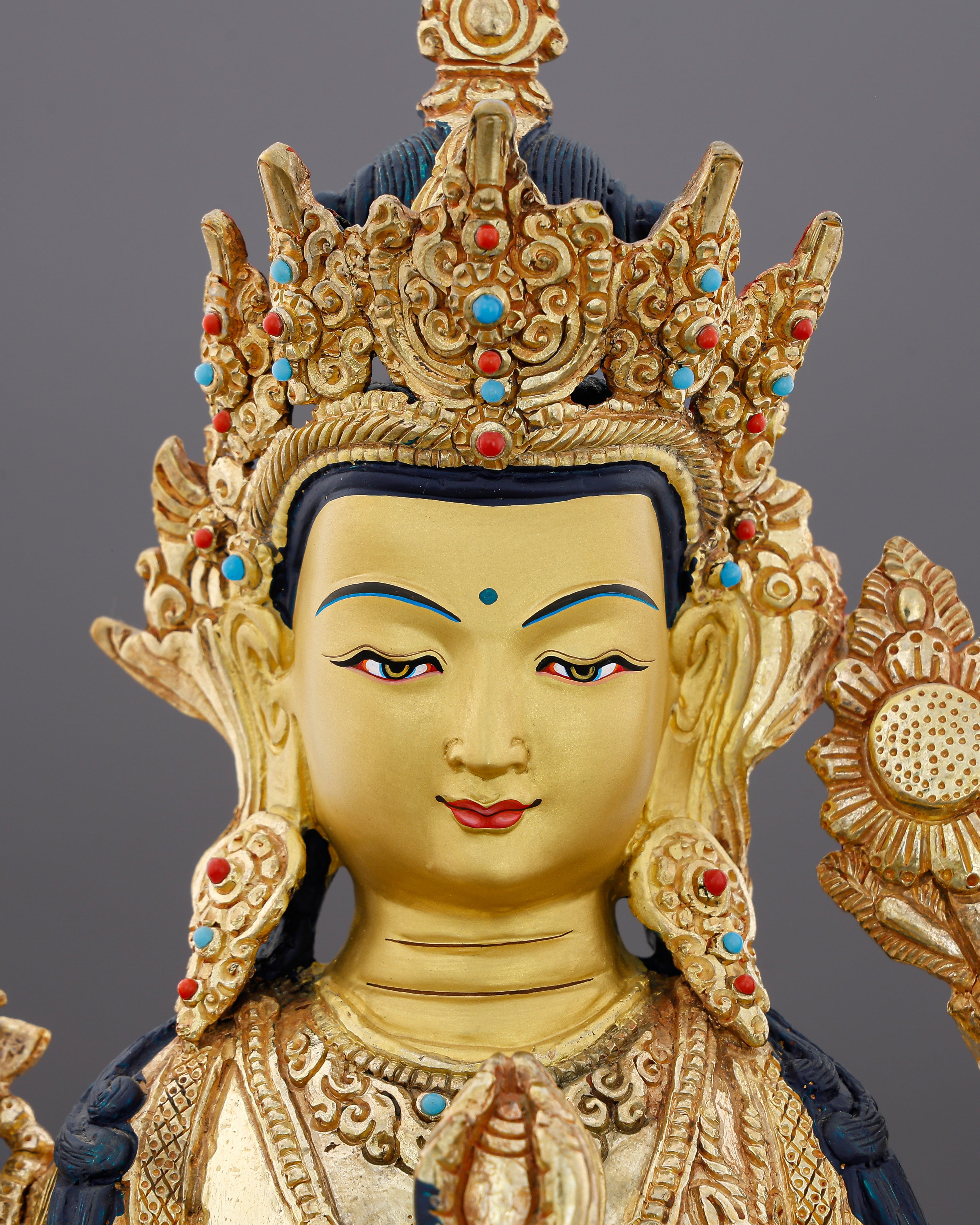 Four Arms, One Heart | 24K Gold Gilded Chengresi From Nepal