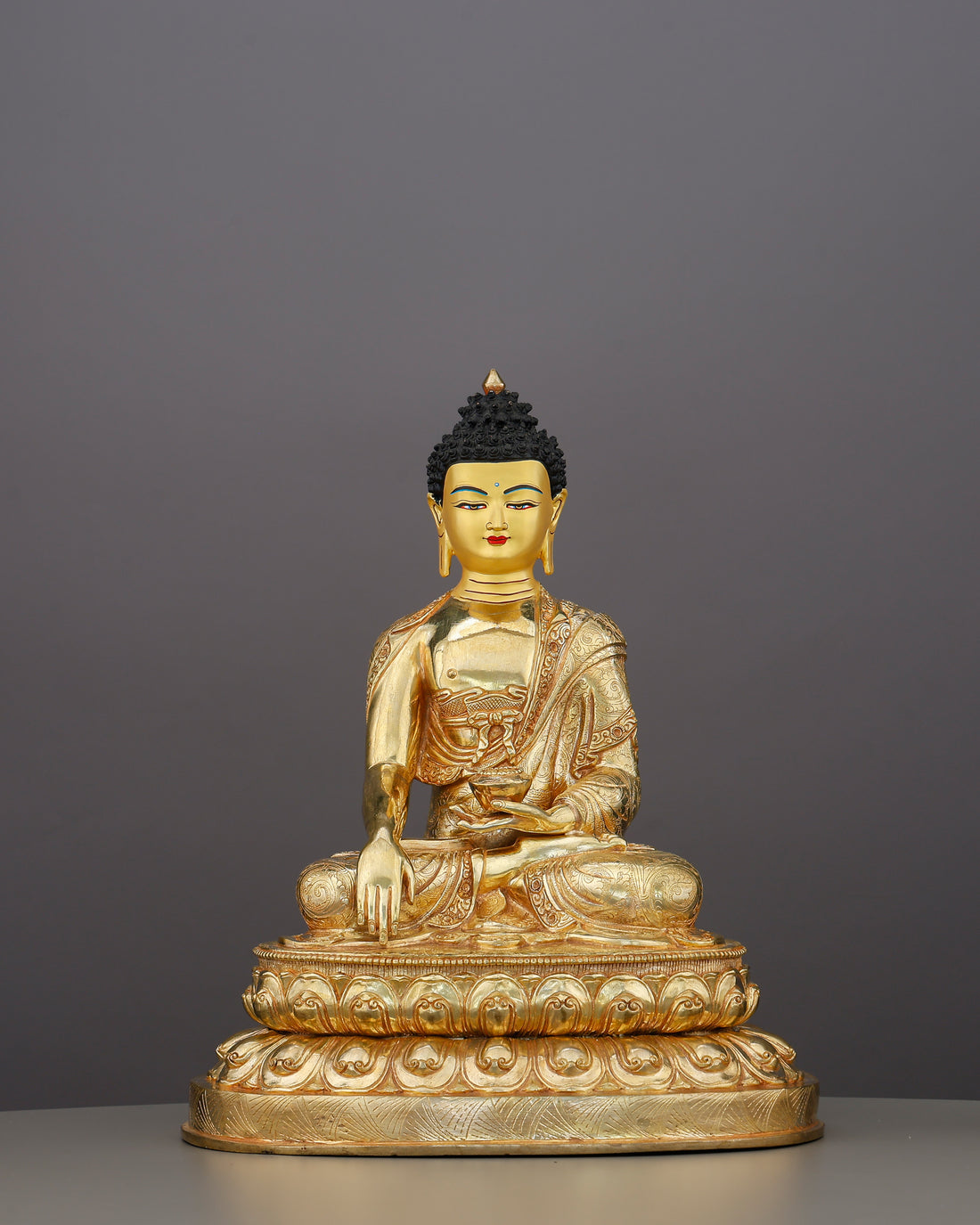 Touched by Earth, Freed from Everything | 24K Gold Gilded Sakyamuni Buddha Statue From Nepal - Handcrafted Buddhist Statue