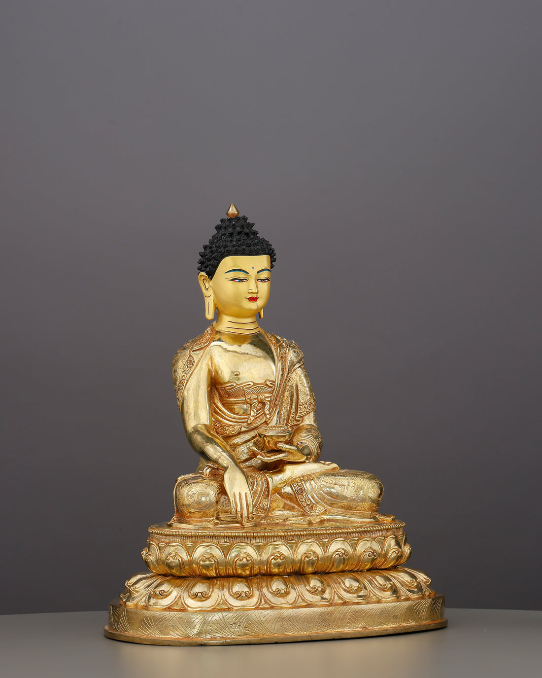Touched by Earth, Freed from Everything | 24K Gold Gilded Sakyamuni Buddha Statue From Nepal - Handcrafted Buddhist Statue - Authentic Sacred Art