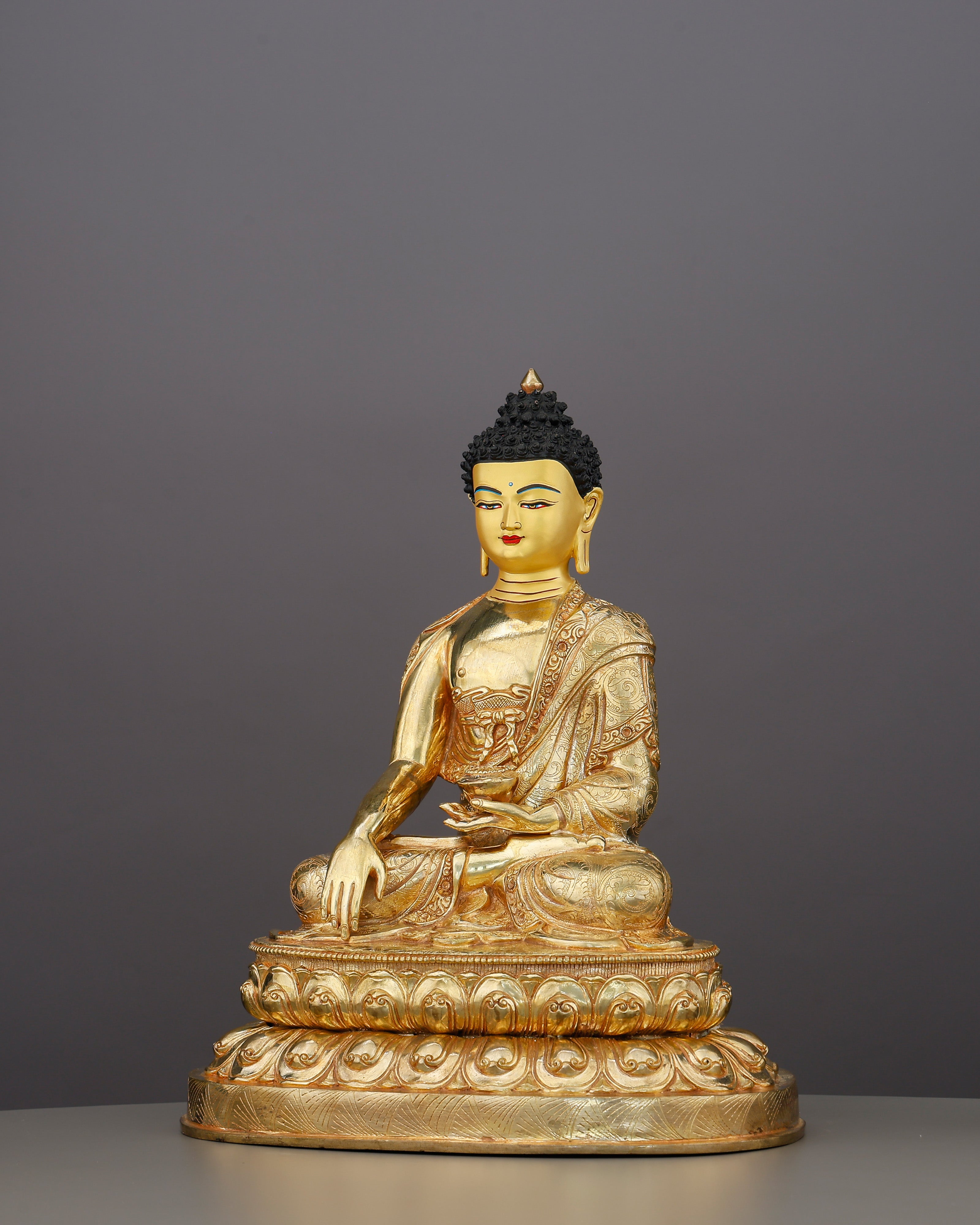 Touched by Earth, Freed from Everything | 24K Gold Gilded Sakyamuni Buddha Statue From Nepal