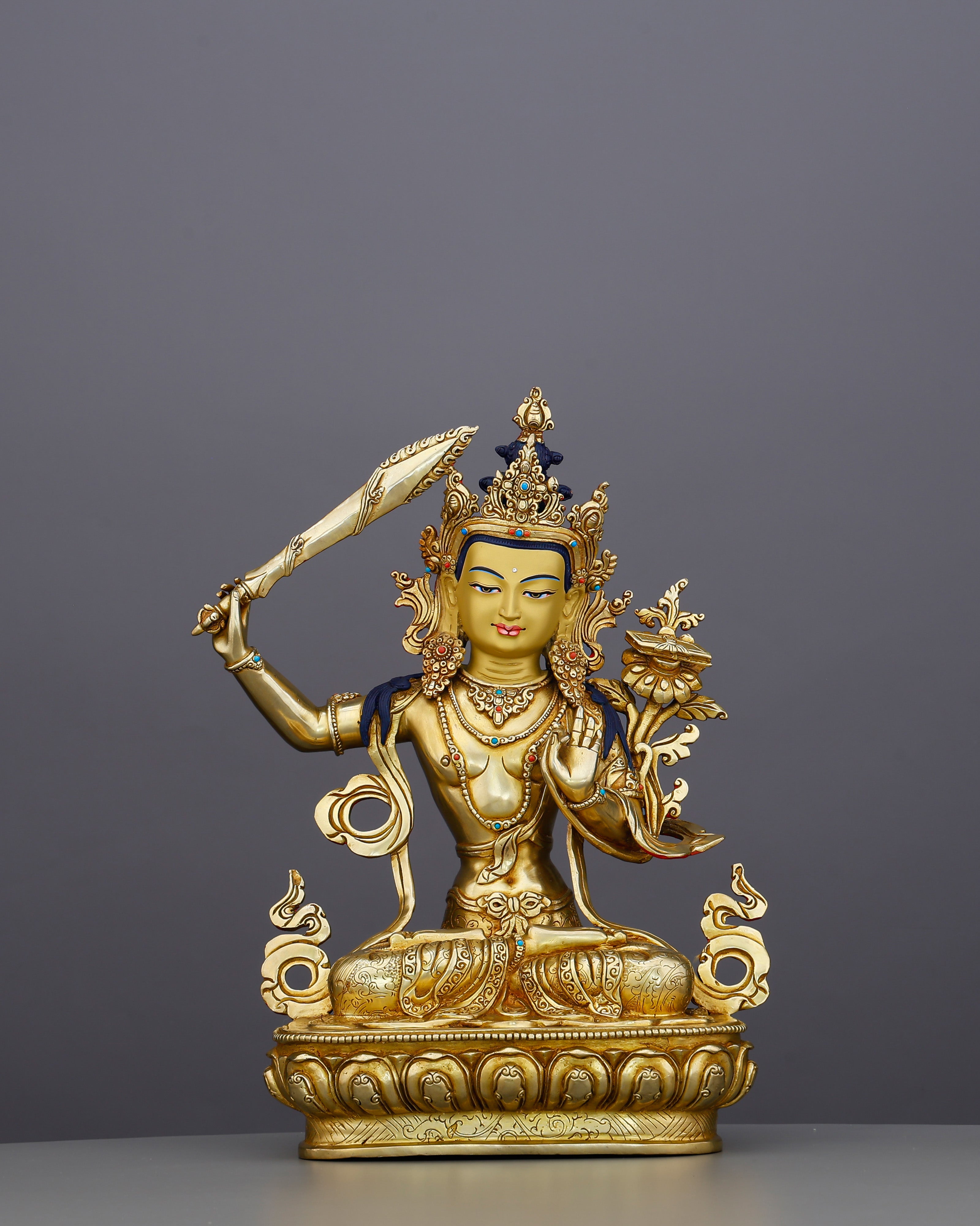 The Sword That Cuts Through Ignorance | 24K Gold Gilded Manjushri From Nepal