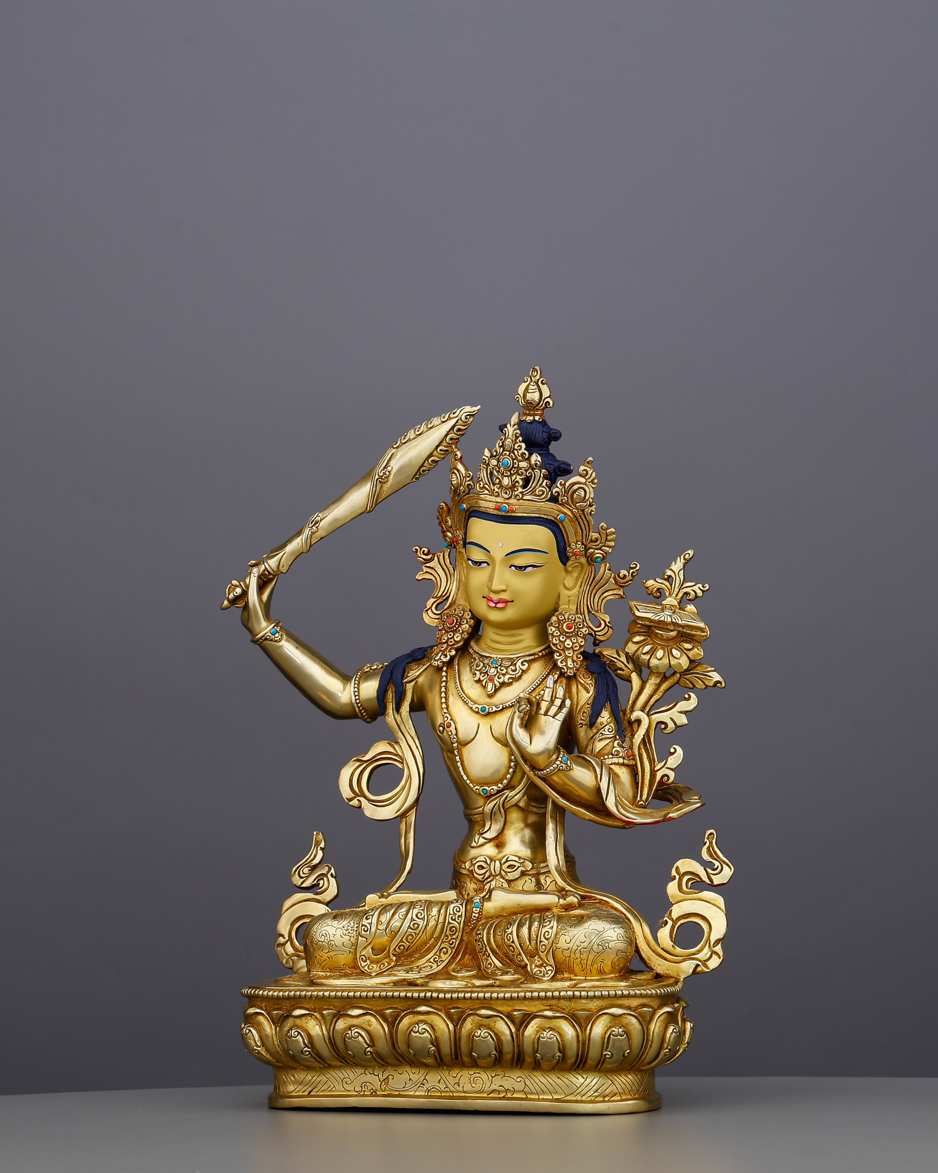 The Sword That Cuts Through Ignorance | 24K Gold Gilded Manjushri From Nepal