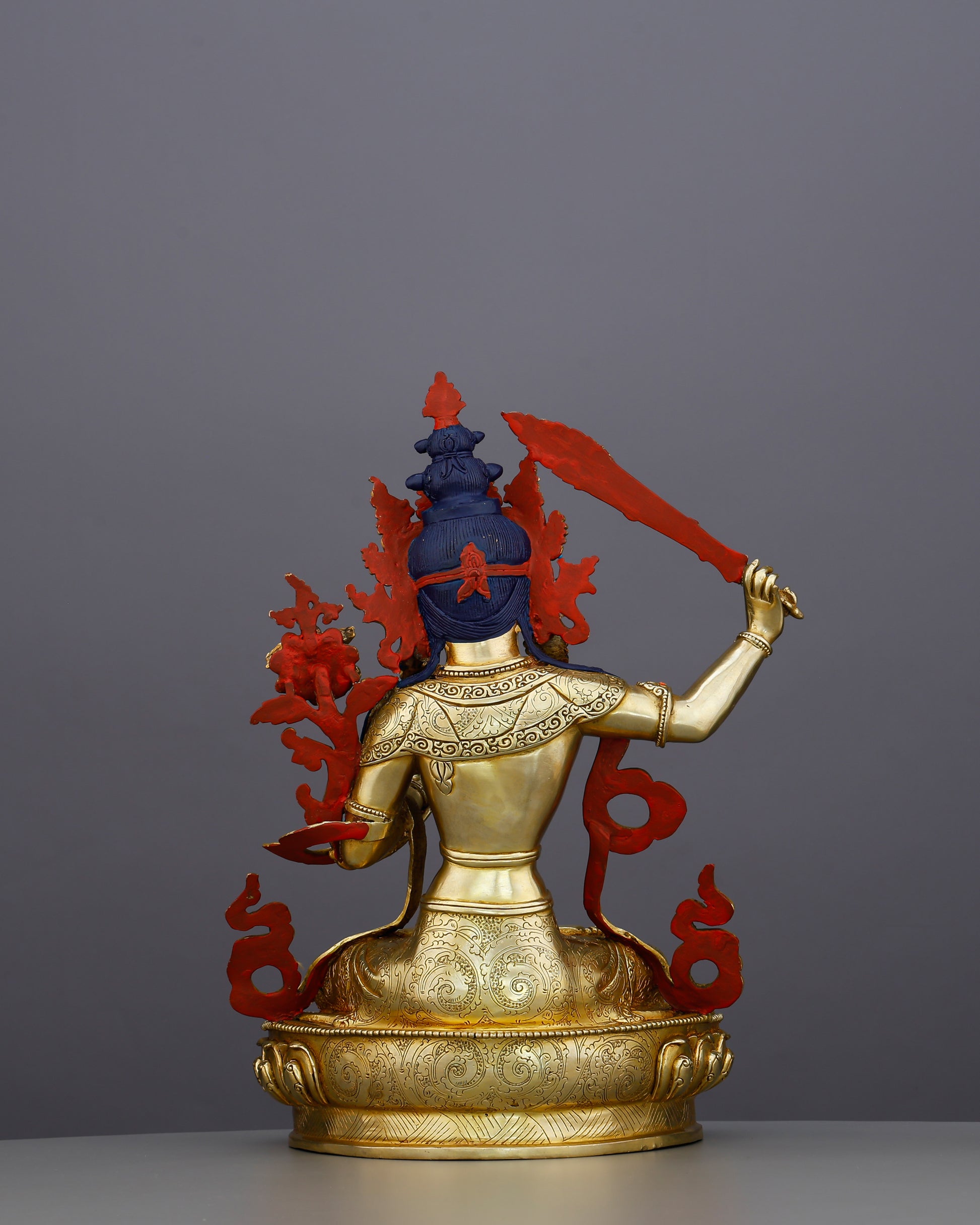 The Sword That Cuts Through Ignorance | 24K Gold Gilded Manjushri From Nepal - Authentic Handcrafted Statue