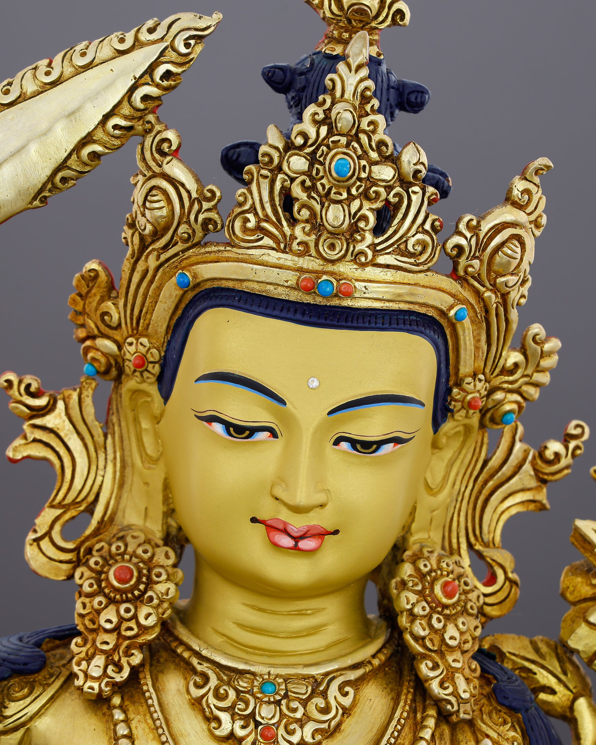 The Sword That Cuts Through Ignorance | 24K Gold Gilded Manjushri From Nepal - Authentic Handcrafted Statue