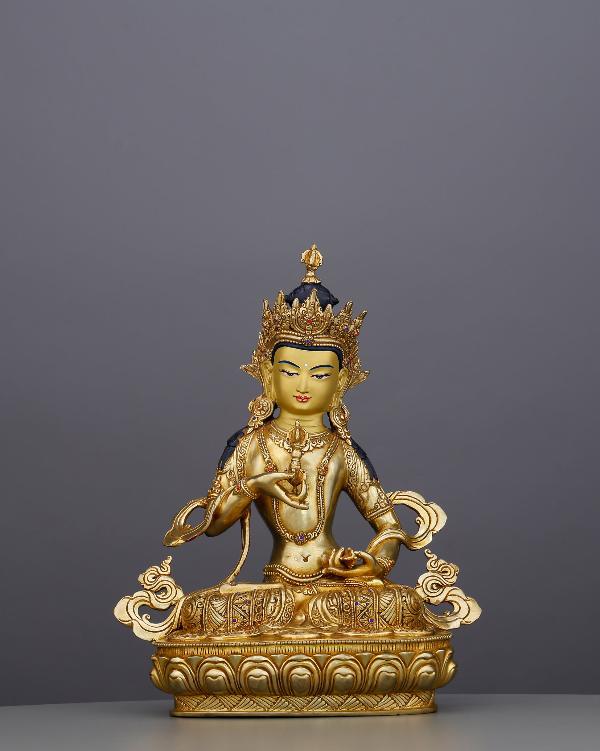 Stainless as the Sky, Brilliant as Gold | 24K Gold Gilded Vajrasattva From Nepal - Authentic Handcrafted Statue