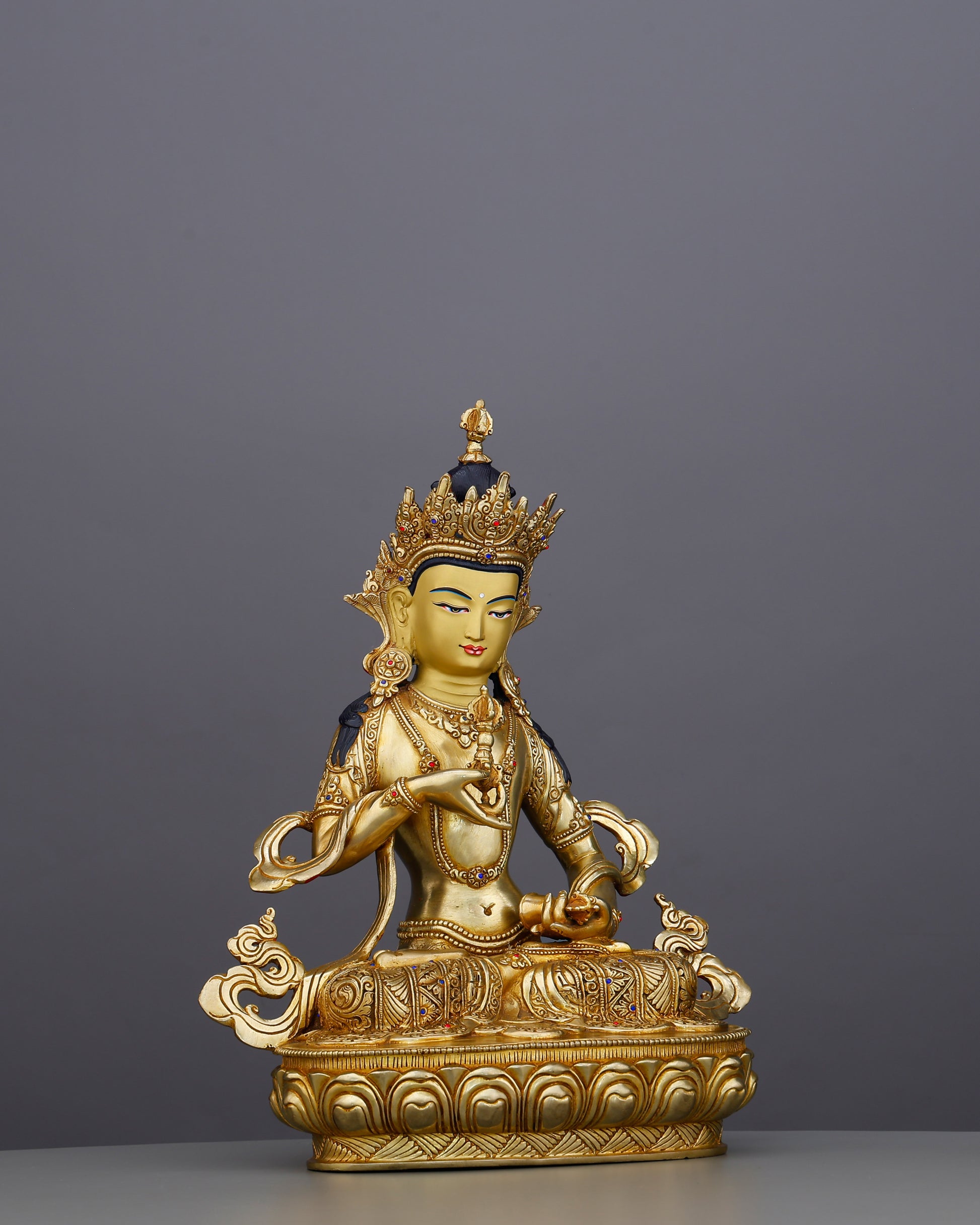 Stainless as the Sky, Brilliant as Gold | 24K Gold Gilded Vajrasattva From Nepal - Authentic Handcrafted Statue